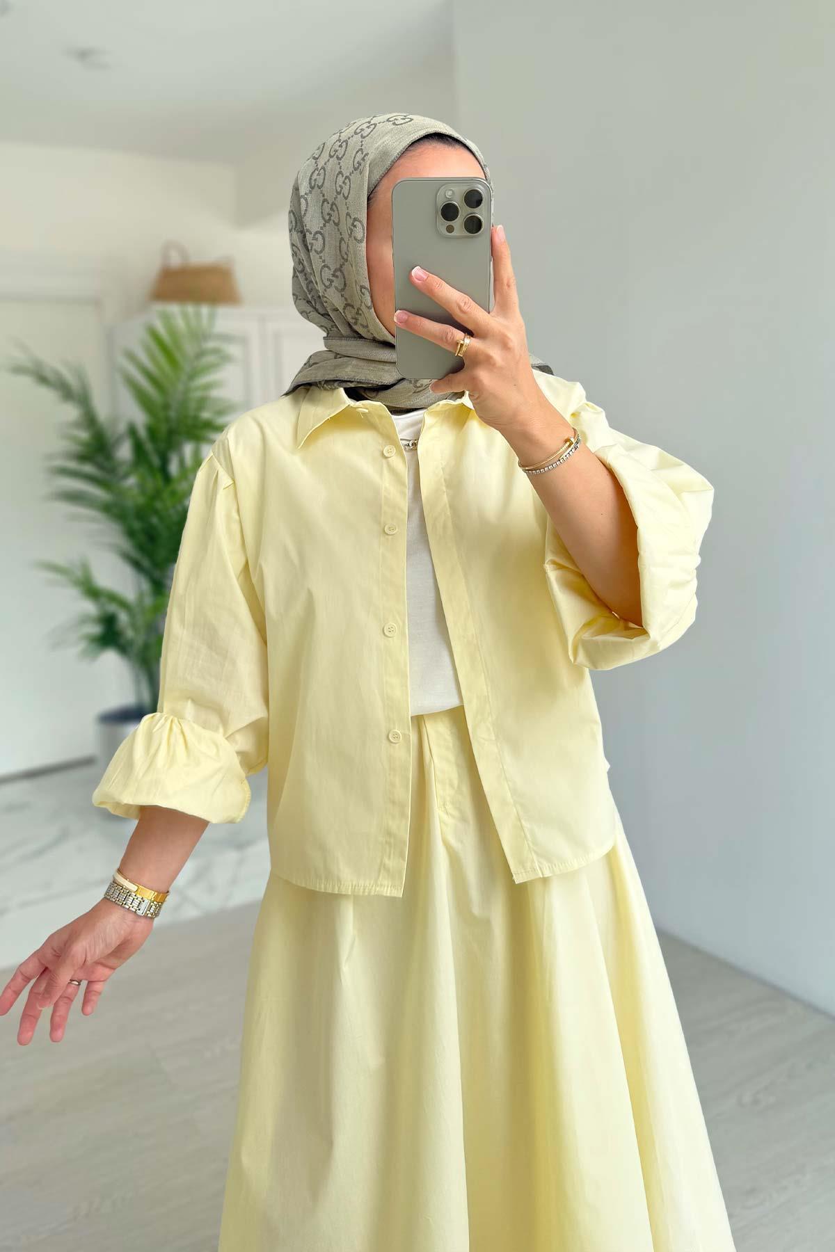 Ka Hijab-Комплект от поплинова пола - жълт 2