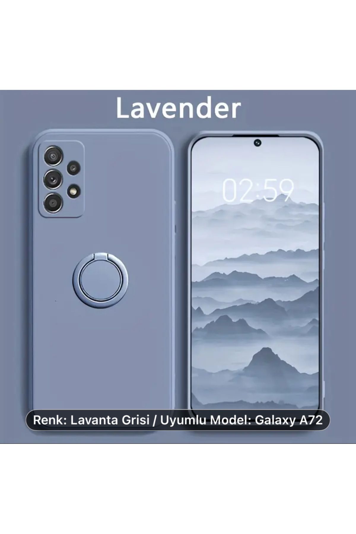 Store Samsung Galaxy A72 Uyumlu Kılıf Kamera Korumalı Yüzüklü