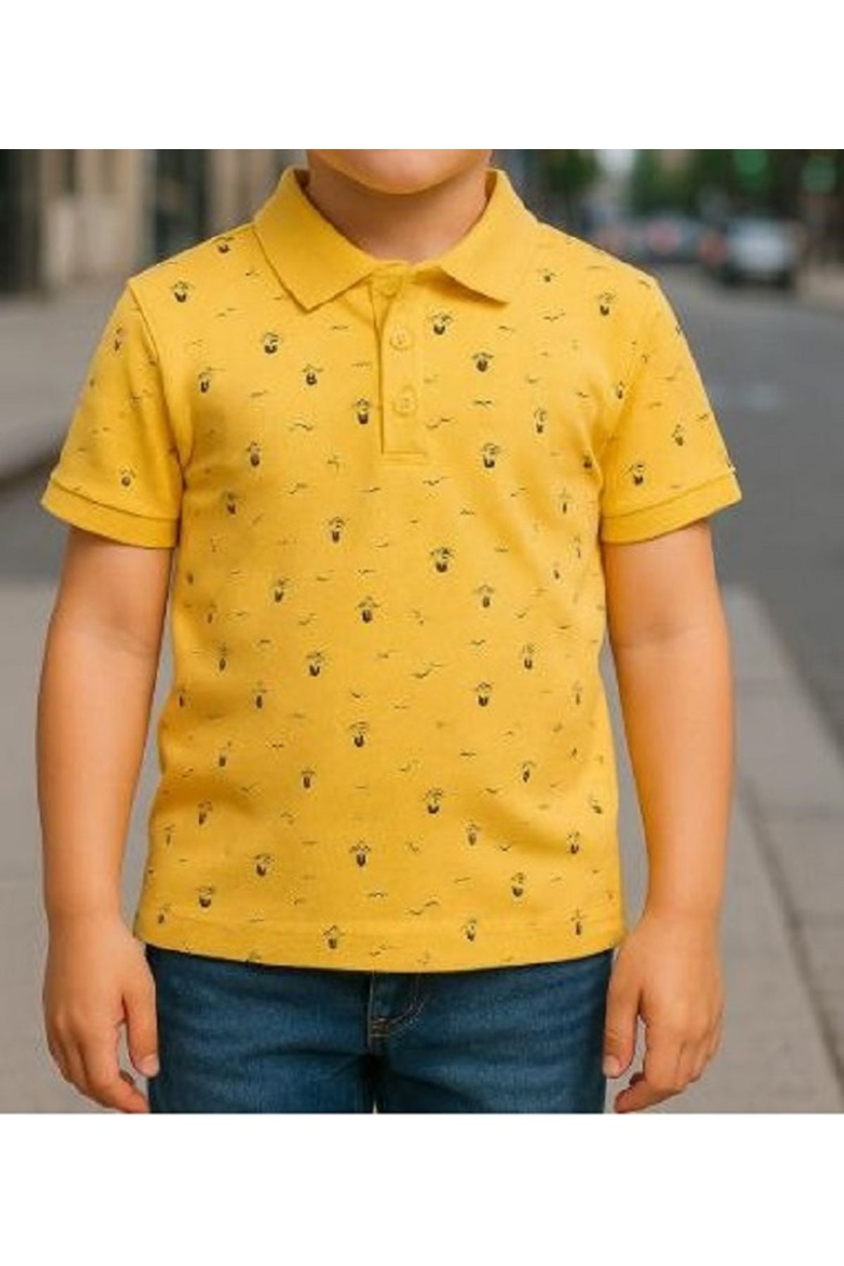 neocotton Erkek Çocuk Polo Yaka Pamuklu Desenli Tişört (Garson Boy)
