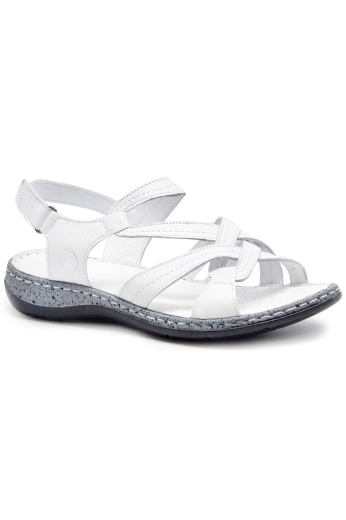 Mammamia D25YS-02530 Beyaz Cilt Deri Kadın Comfort Sandalet