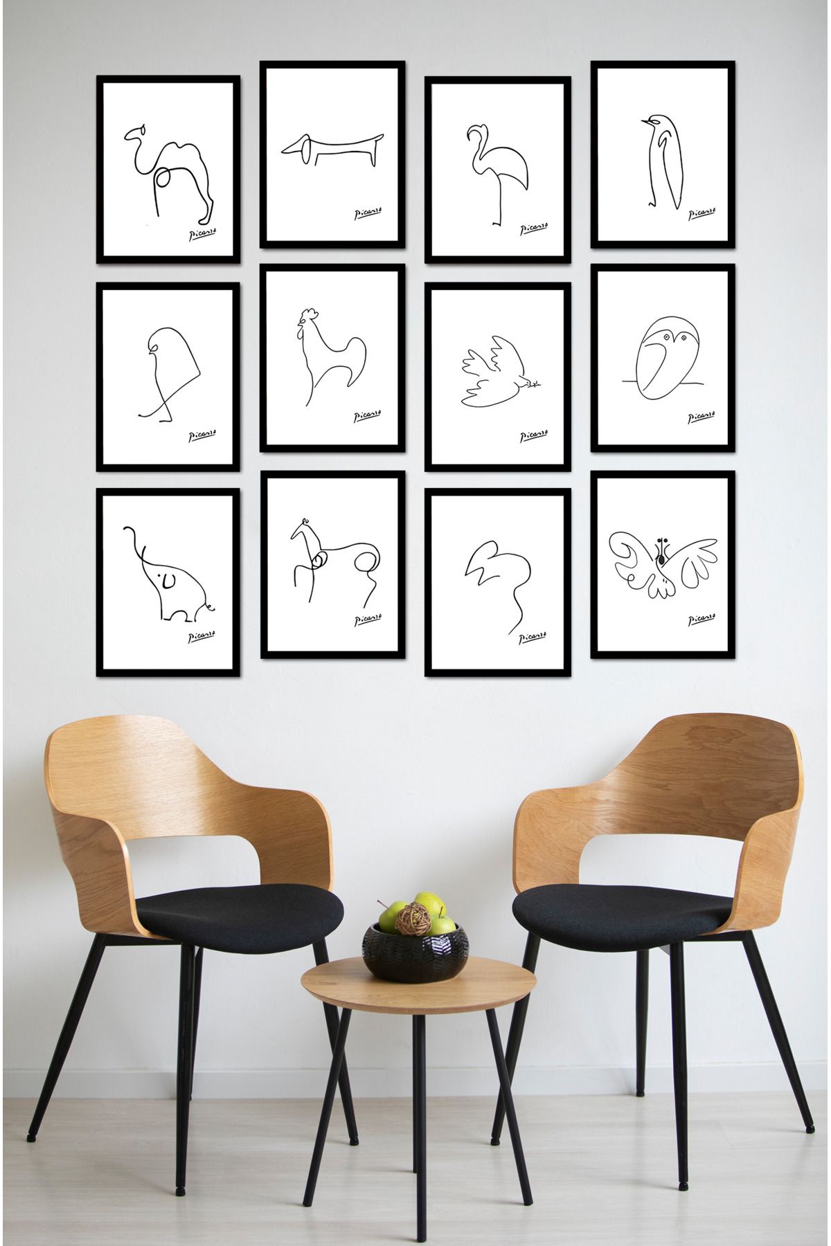 kutuTR Dekorize Mdf Tablo Seti 12 Parça - Salon Oturma Odası İçin Duvar Dekoru Çerçeve Görünümlü ONK SERİ