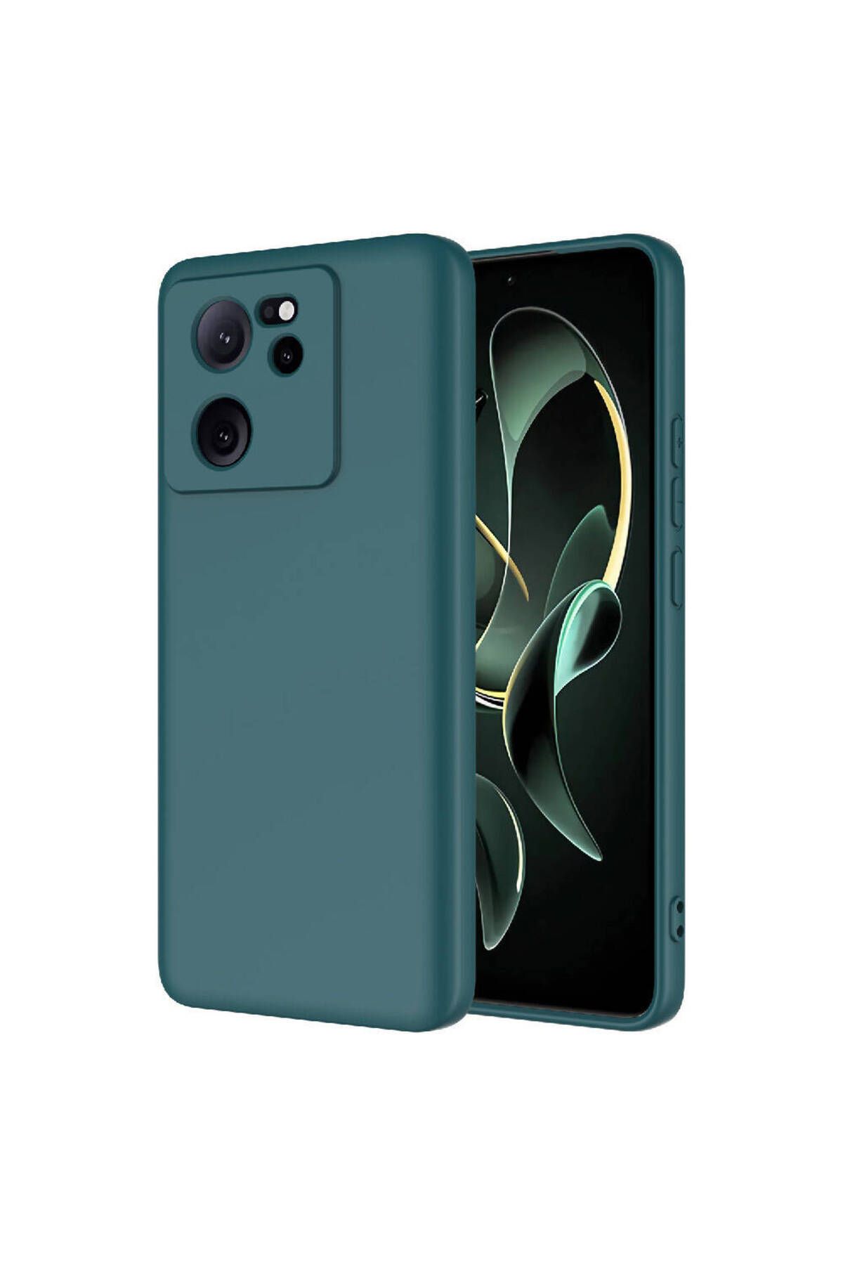Nevarium Mi 13T Pro Kılıf Lansman İçi Kadife Kamera Korumalı Mara Silikon Kılıf-Koyu Yeşil