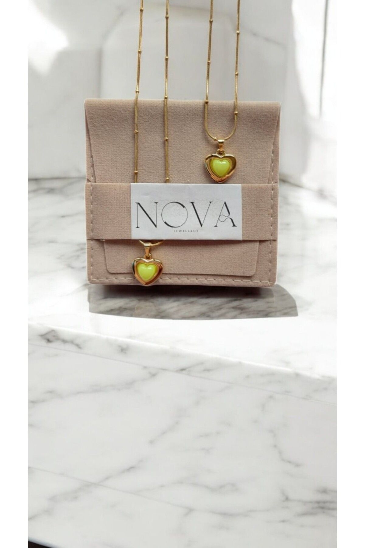 NOVA JEWELLERY Zirkon Taşlı Kalp model Paslanmaz Çelik Kolye |STEEL NECKLACE