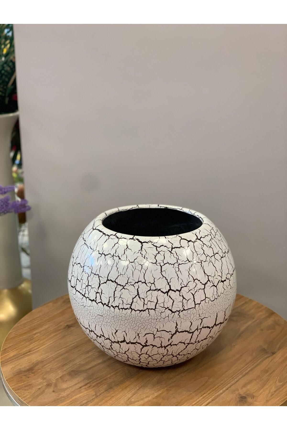 Zenhil Çatlak Desenli Top Saksı 37cm