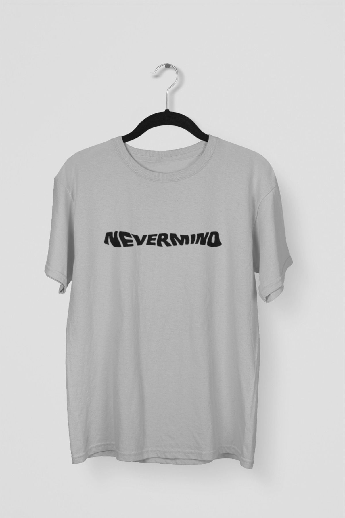 Butik ERKEK/KADIN -NEVERMIND- TRANSFER BASKILI YUVARLAK YAKA KISA KOL TİŞÖRT