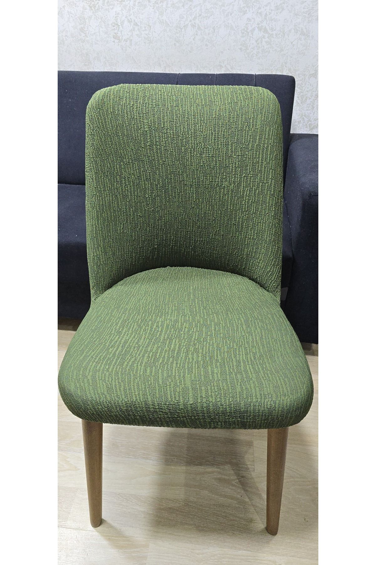 Rişte Home 8 li A Kalite Jakarli Ağaç Desen Yüksek Kaliteli Esnek Lastikli Oval Sandalye Kılıfı 8 Adet