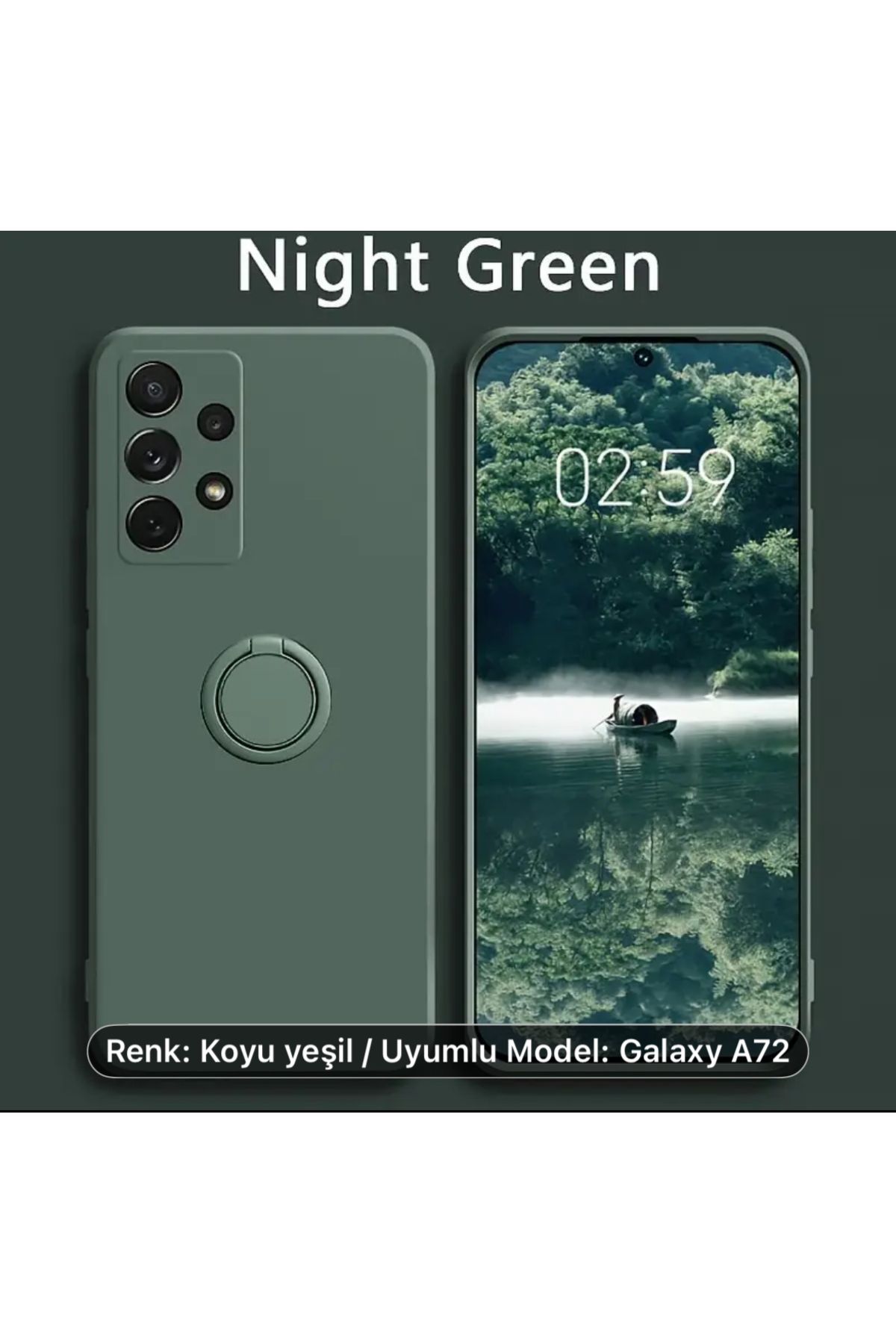 Store Samsung Galaxy A72 Uyumlu Kılıf Kamera Korumalı Yüzüklü