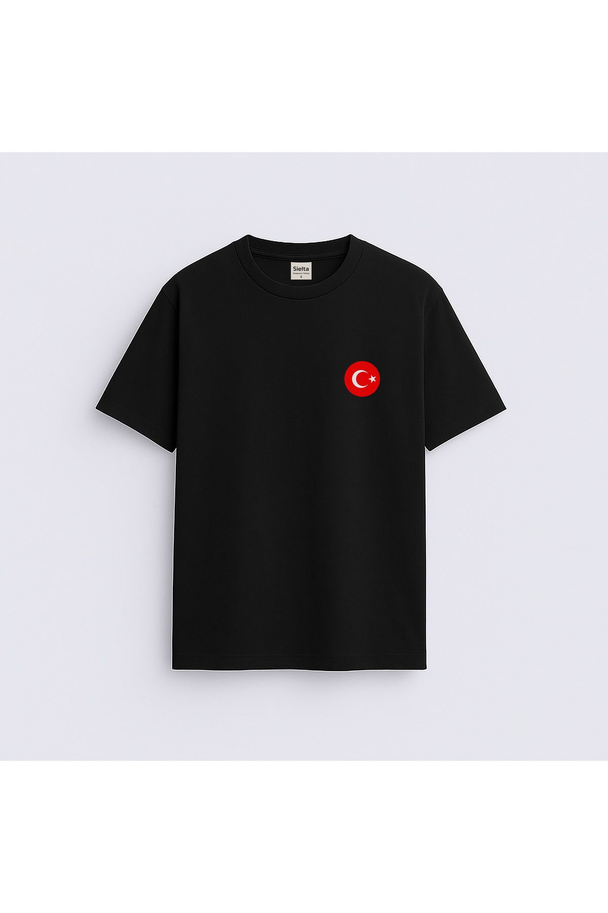 sielta Türkiye Türk Bayrağı Ay Yıldız Baskılı Bisiklet Yaka Çocuk Yetişkin Tişört T-hsirt