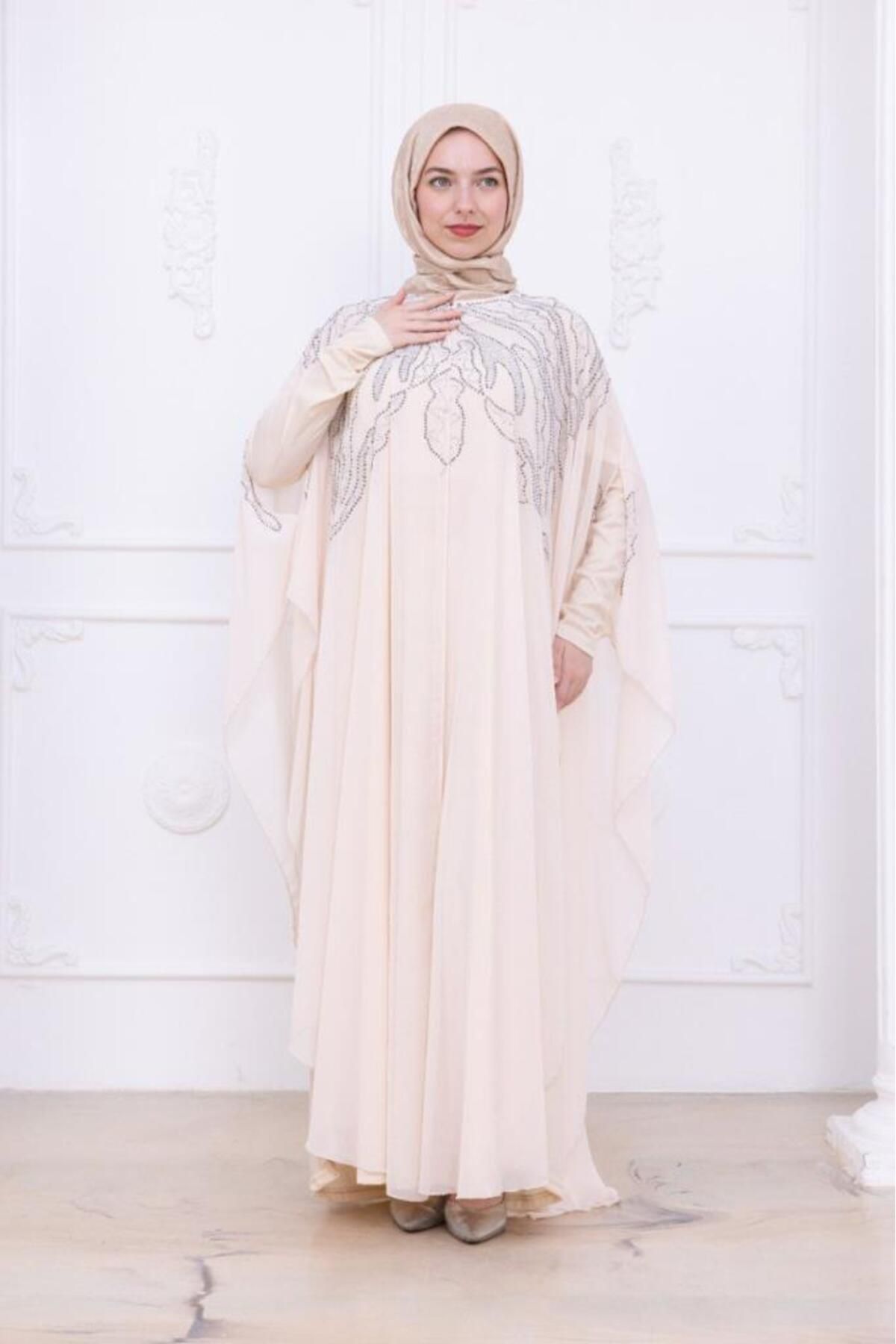 Tebrikler tekstil kadın şık 2 parçalı kaftan model 4467