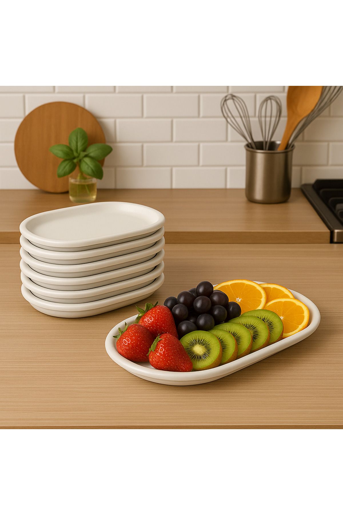 EvimizSepette SERVİS TABAĞI OVAL SUNUMLUK 6’LI