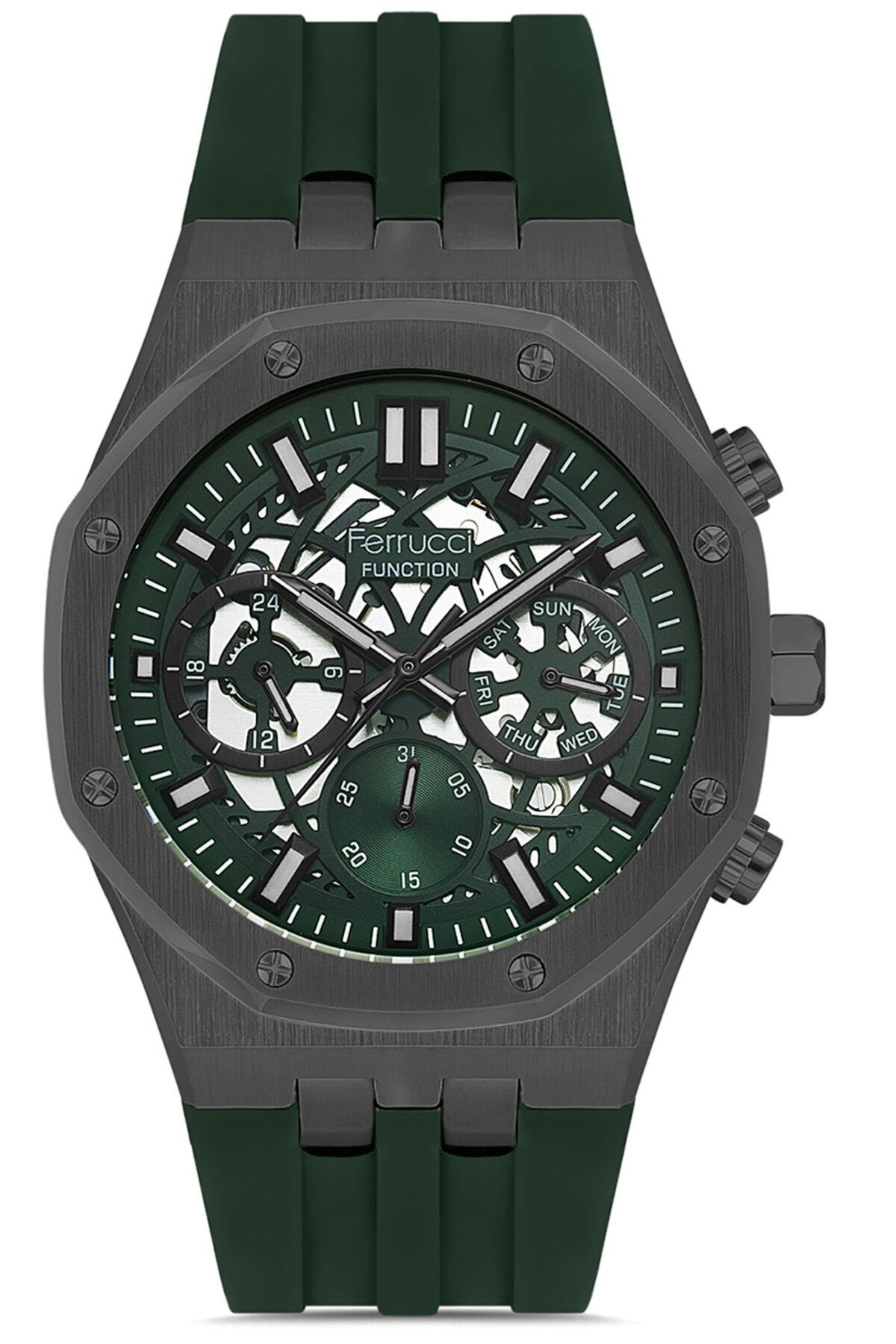 Ferrucci Erkek Silikon Kordon Spor Kol Saati Çelik Kasa Paslanmaz Çelik 2 Yıl Garantili Premium Spor Model