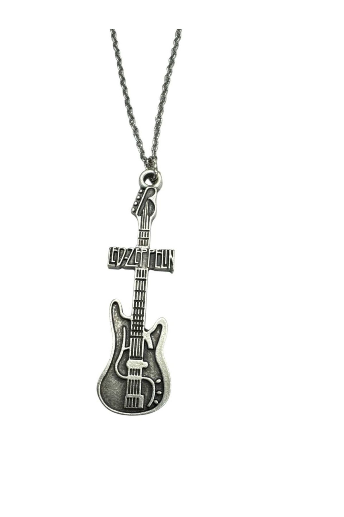 Herşey Nota Led Zeppelin Elektro Gitar Figürlü Unisex Kolye – Rock Tarz Takı - 60 cm
