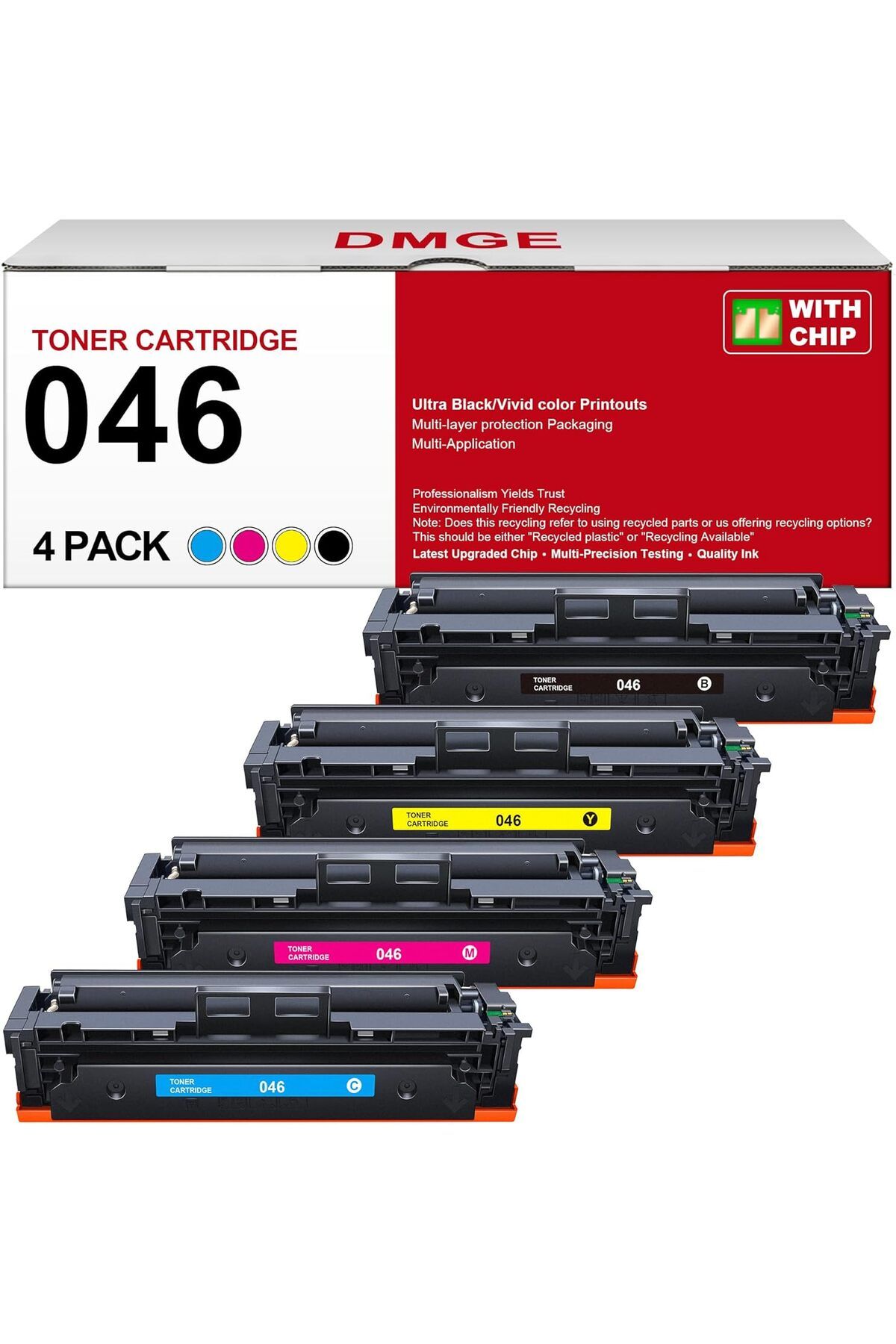 Canon CRG-046 Color ImageCLASS MF733Cdw MF731Cdw MF735Cdw MF654Cx (Black Cyan Yellow Magenta, 4-Pack)