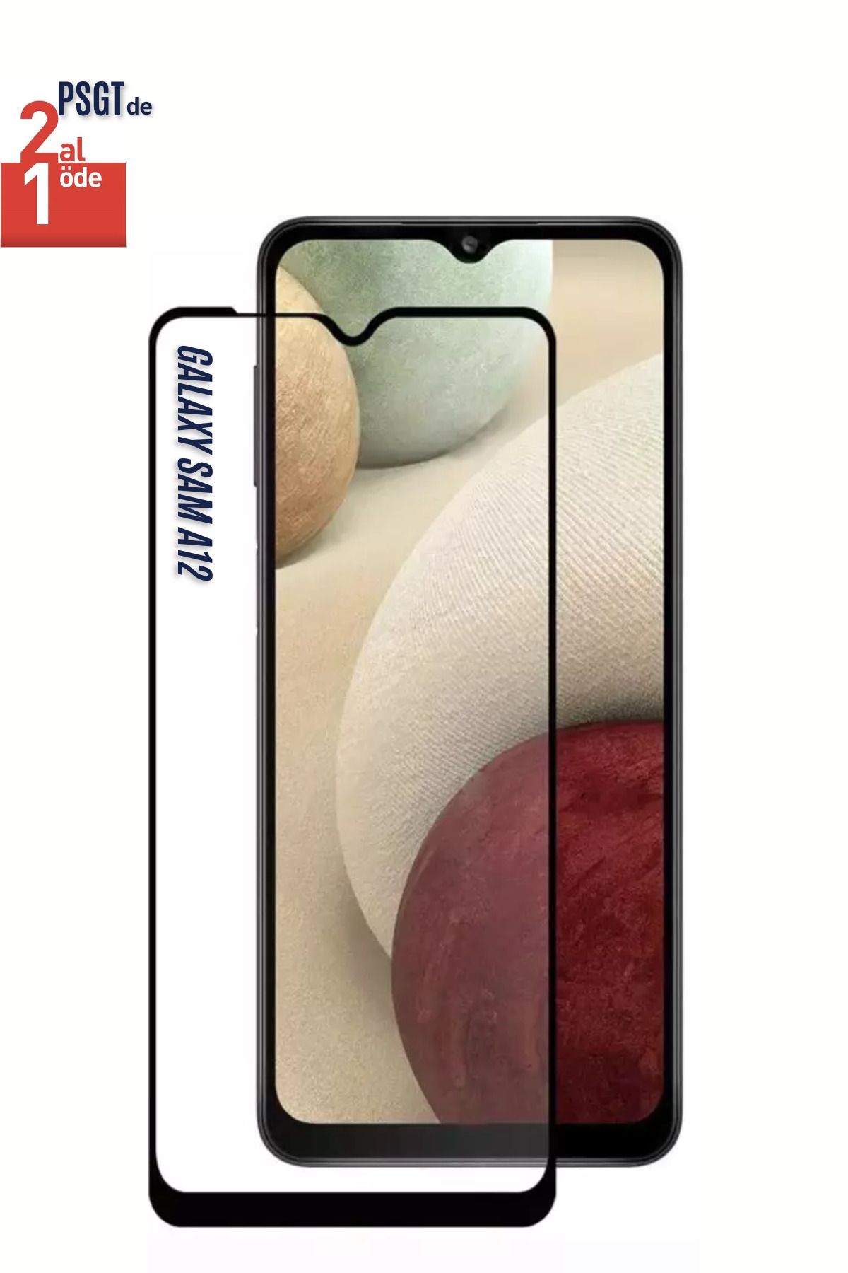 PSGT 2Adet Samsung Galaxy A12 Tam Kaplayan Temperli Cam Ekran Koruyucu