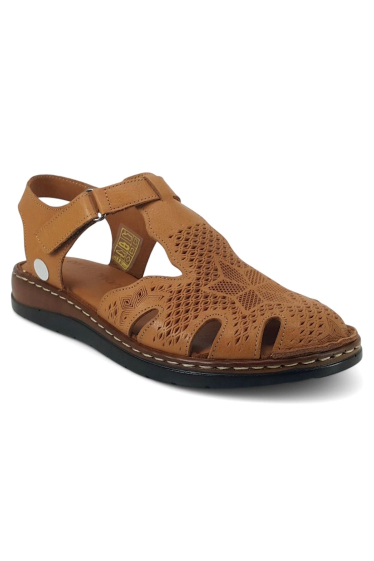 Mammamia D25YS-02550 Taba Cilt Deri Önü Kapalı Kadın Comfort Sandalet