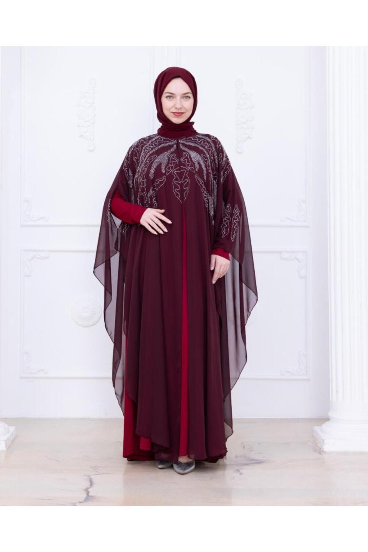 Tebrikler tekstil kadın şık 2 parçalı kaftan model 4467