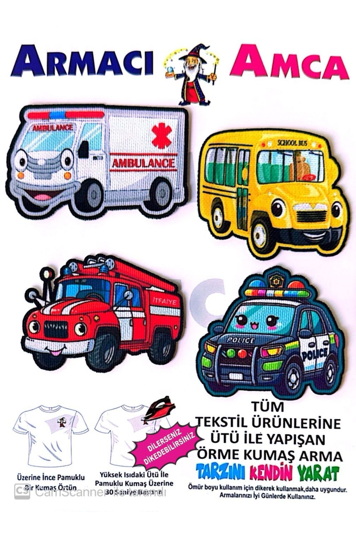 Armacı Amca ÜTÜ İLE YAPIŞAN 4 ADET ÖRME KUMAŞ ARMA YIRTIK KAPATICI PRATİK YAMA TEKSTİL PATCH AMBULANS İTFAİYE