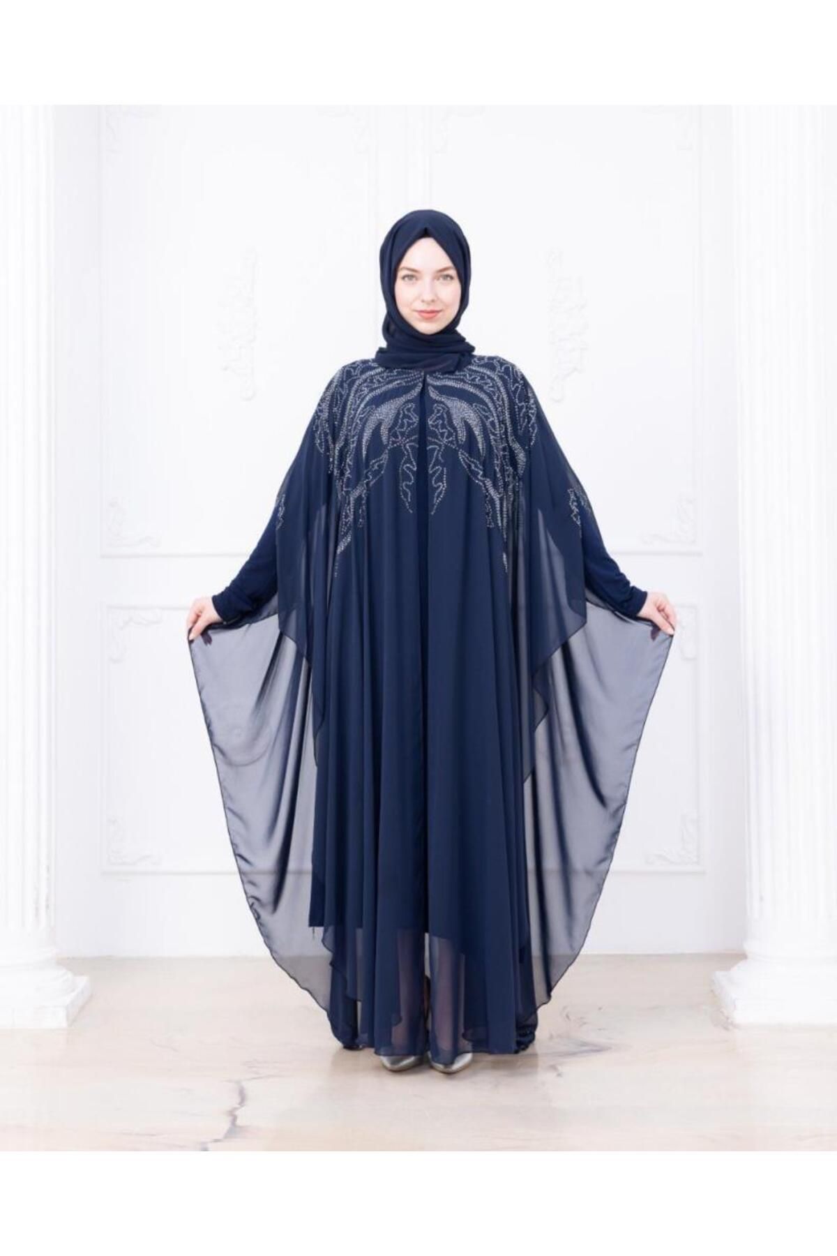 Tebrikler tekstil kadın şık 2 parçalı kaftan model 4467