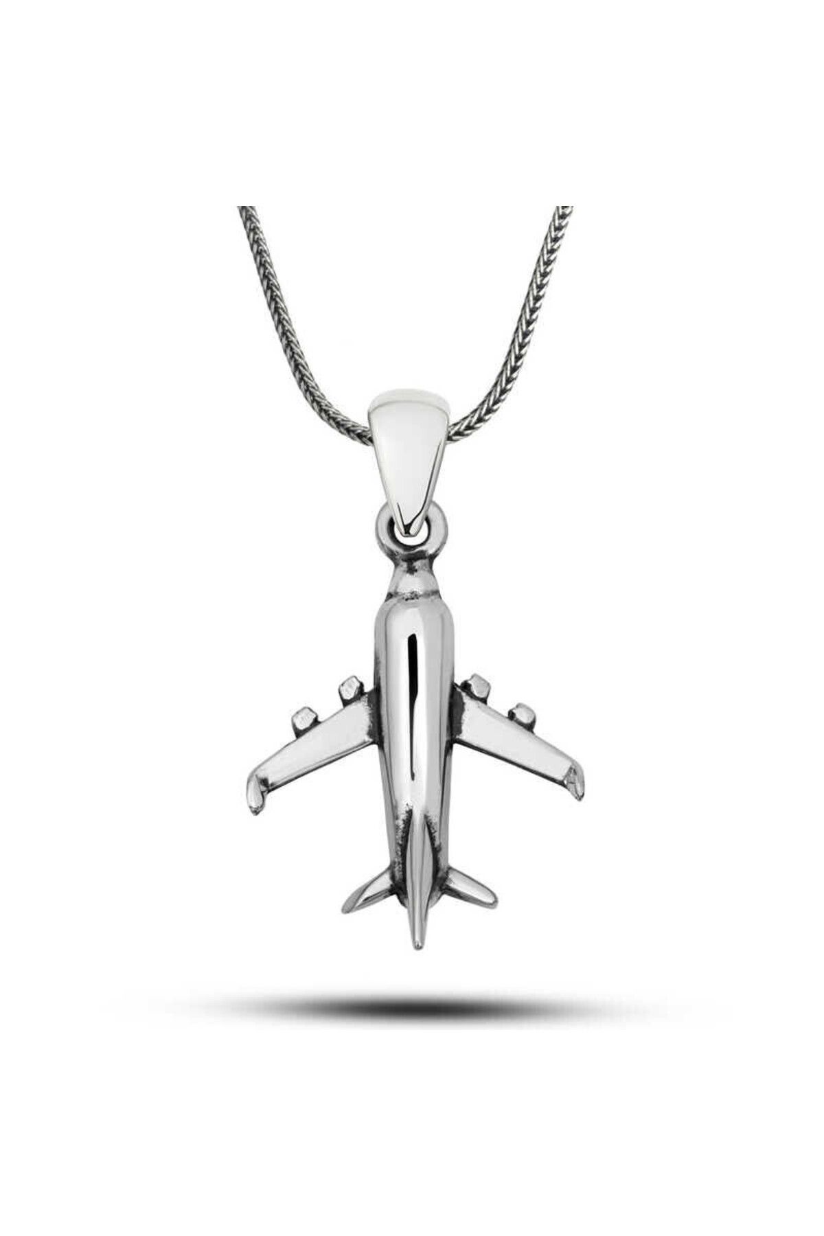 shop Uçak Taşsız 925 Ayar Gümüş Erkek Kolye