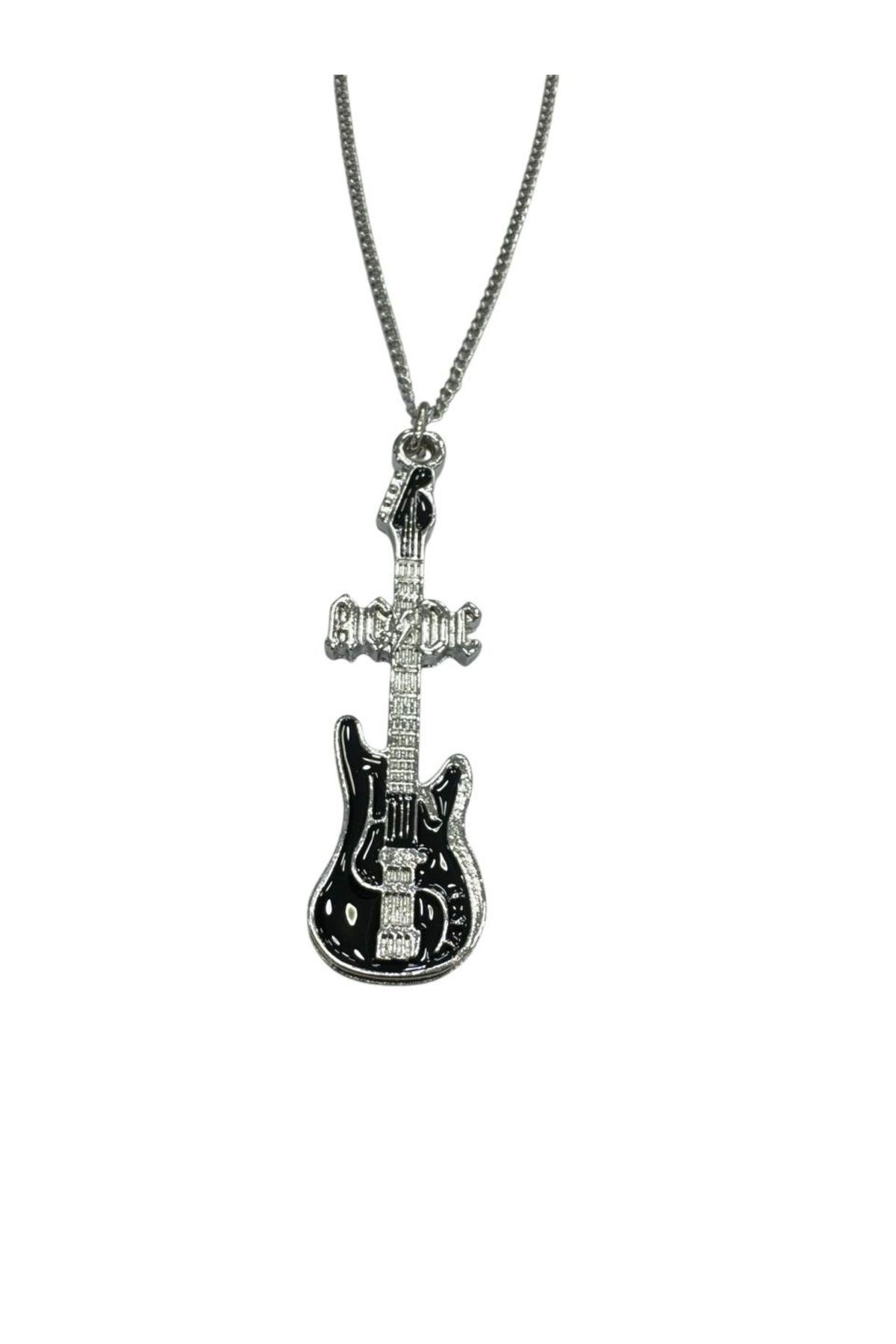 Herşey Nota AC/DC Hard Rock Müzik Grubu Logolu Zincir Kolye – Unisex Aksesuar 60 cm