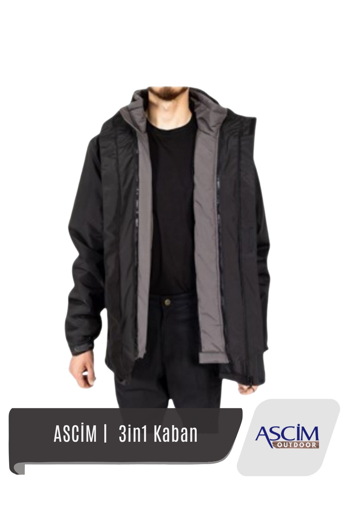 ASCİM Ascim 3-in-1 Kaban | Siyah - Haki
