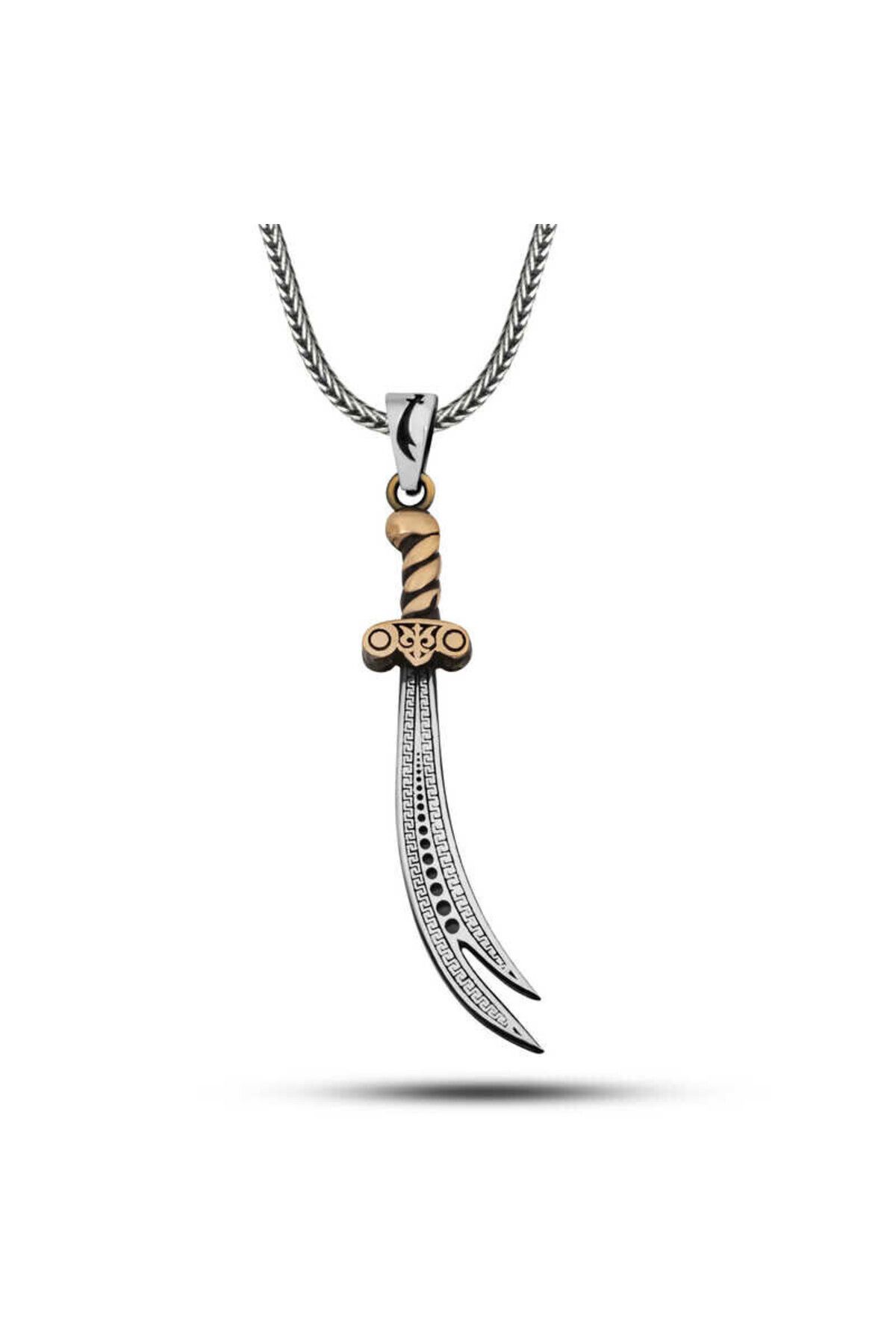 shop Desenli Zülfikar Kılıcı 925 Ayar Gümüş Erkek Kolye