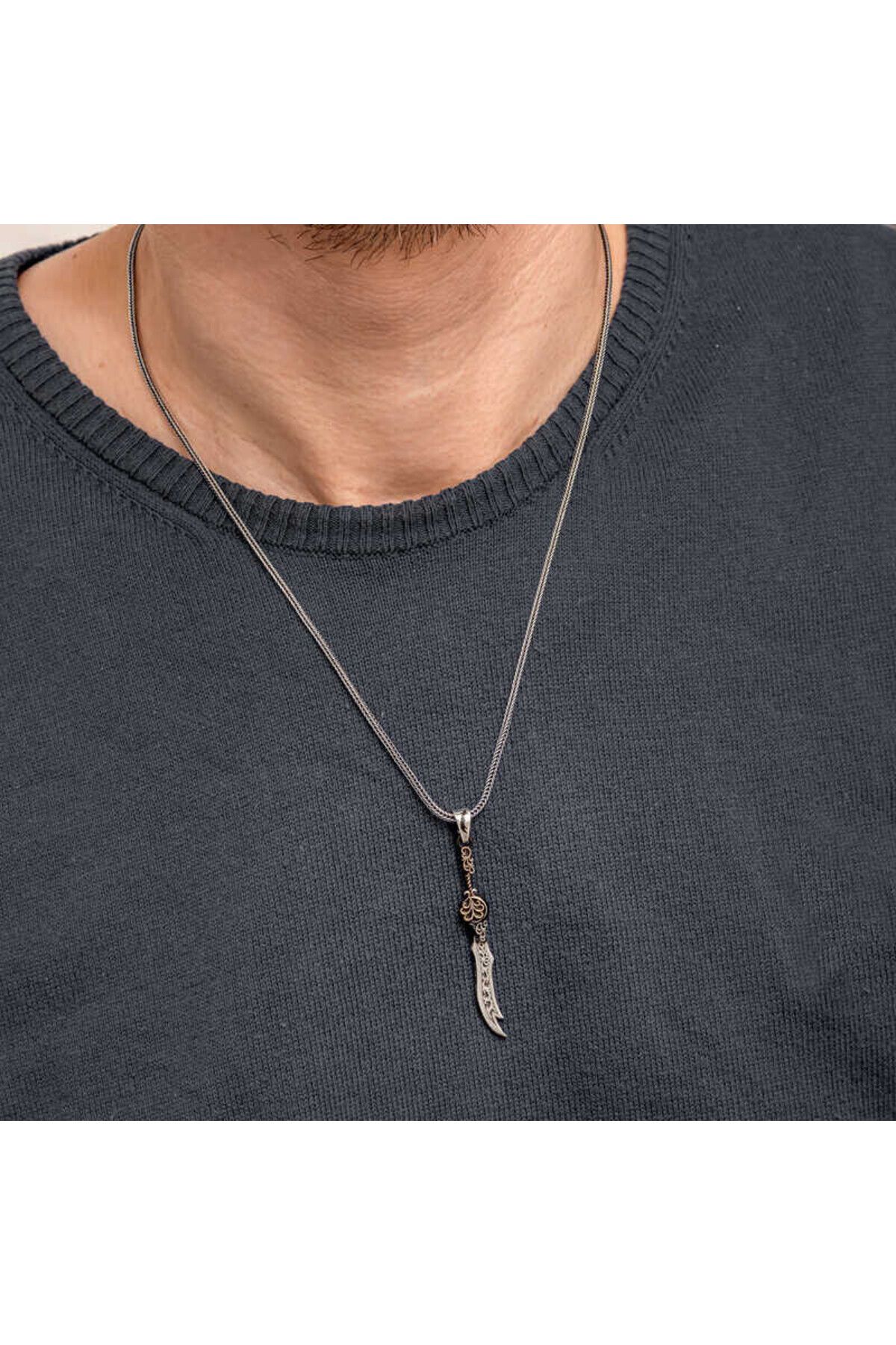 shop Zülfikar Kılıcı Desenli 925 Ayar Erkek Gümüş Kolye