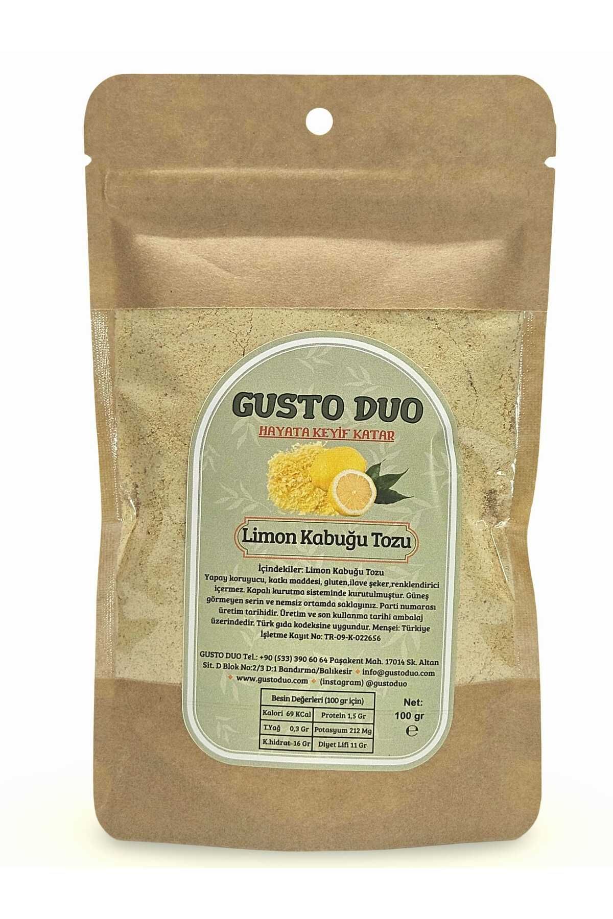 GustoDuo Limon Kabuğu Tozu Katkı Maddesi, Gluten, Ilave Şeker Ve Renklendirici Içermez 100 gr