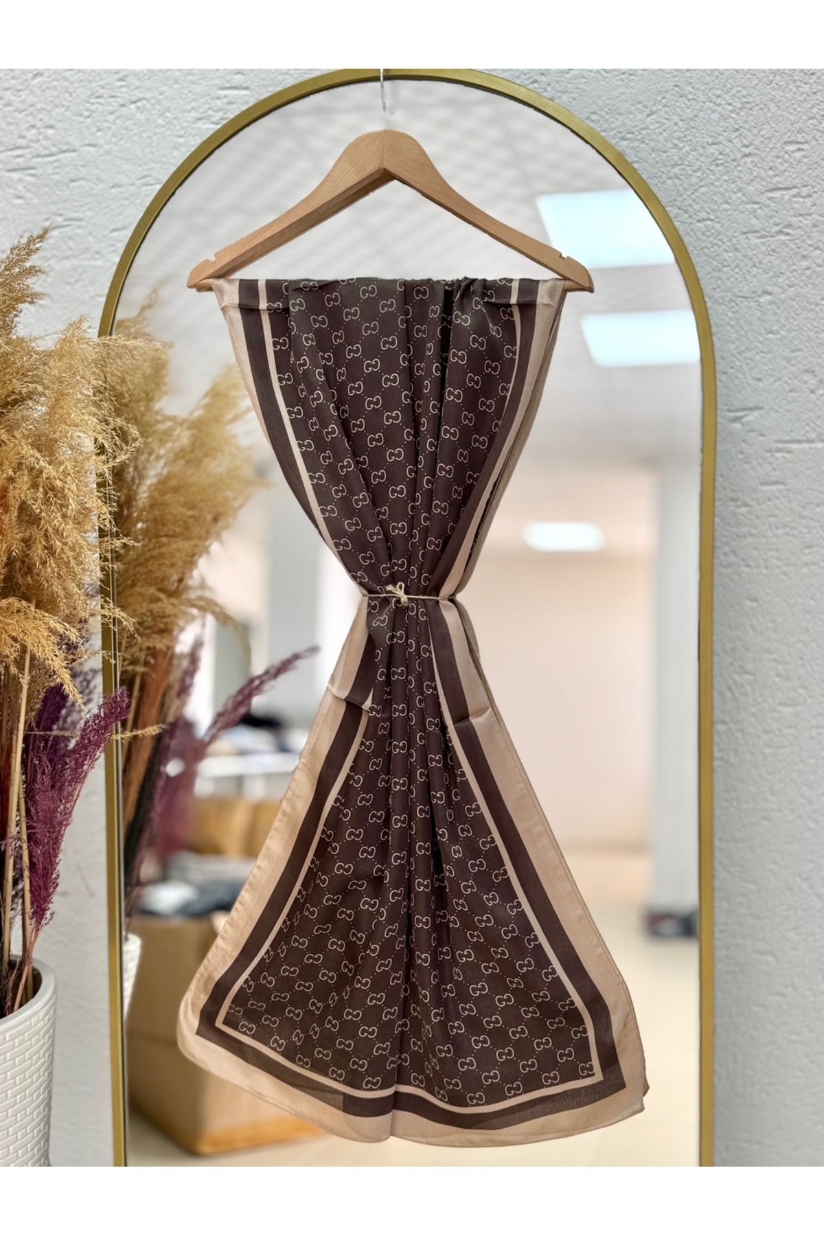 MİHRA STORE Rosalia Marka Vual Şal Kahve