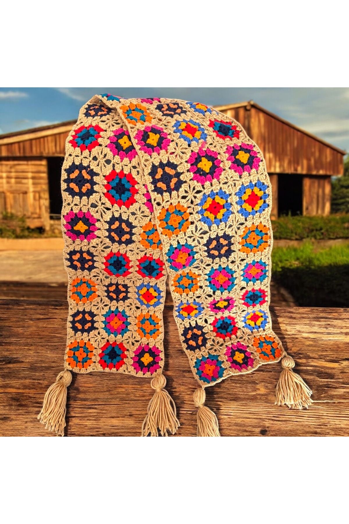 ZAHandmade El örgüsü motif atkı