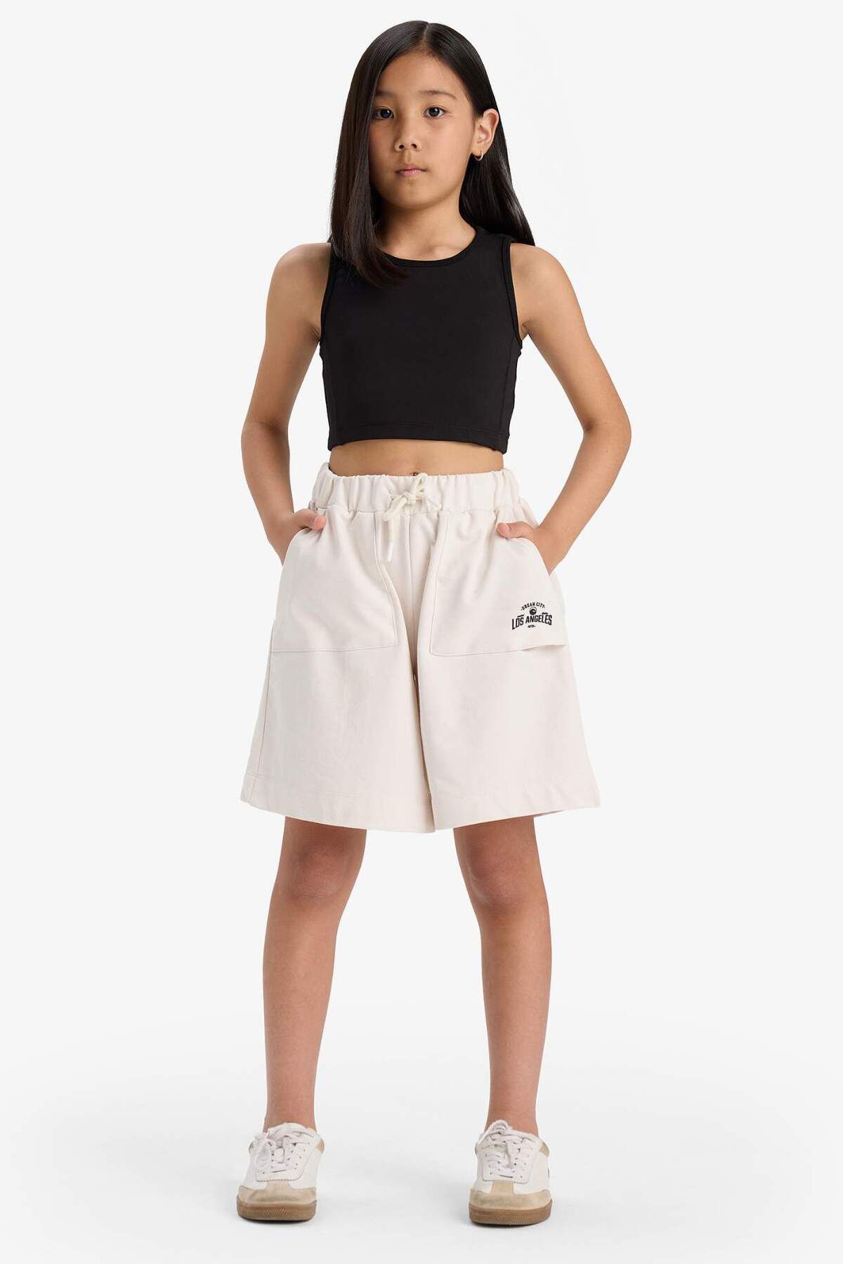 DeFacto-Girl's Basic Plain Shorts with Elastic Waist B0847A825Hs 3