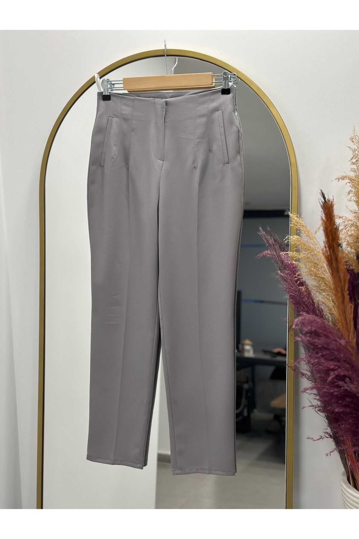 MİHRA STORE Beren Gizli Cepli Pantolon-MT1508 Gri