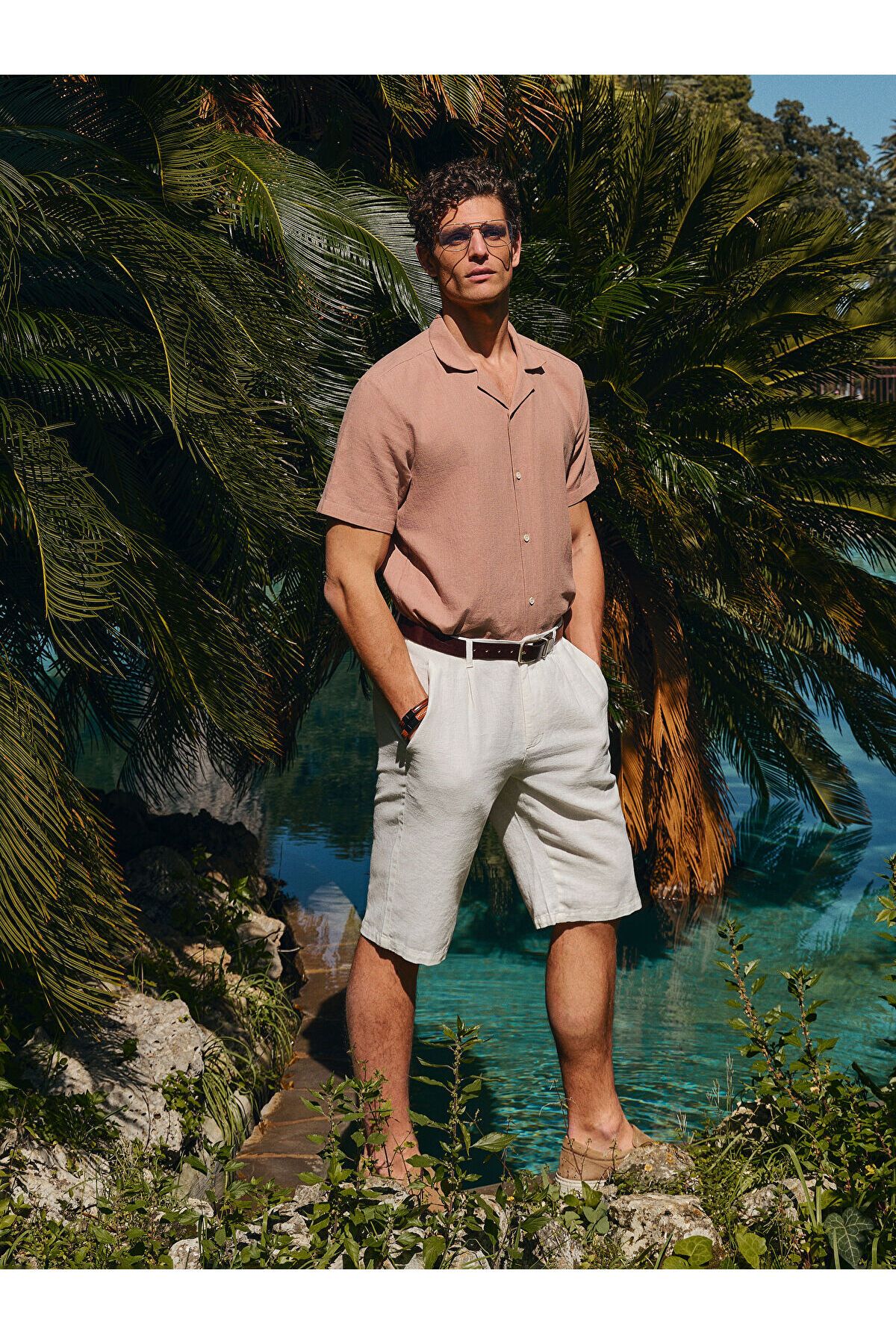 LC Waikiki Regular Fit Kısa Kollu Armürlü Erkek Gömlek