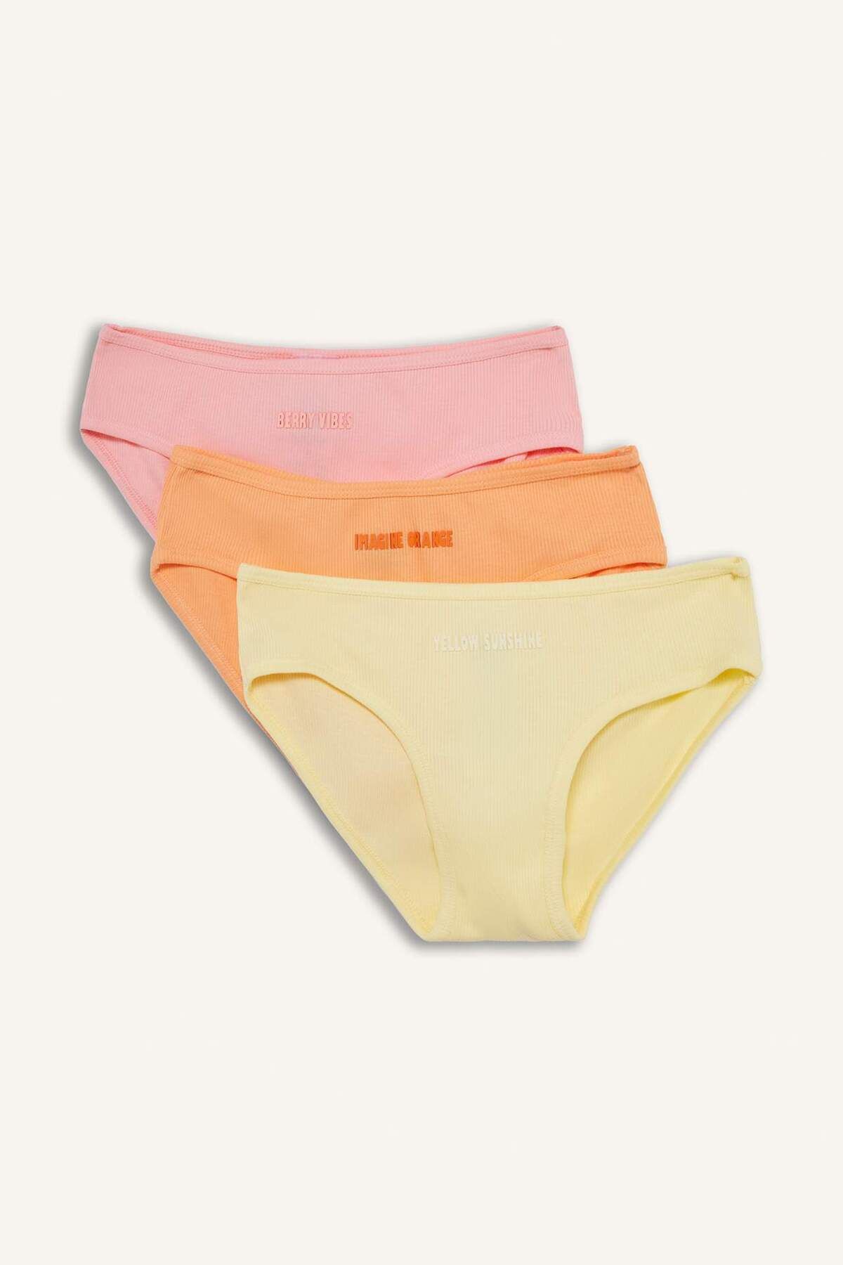 DeFacto Kız Çocuk Baskılı Fitilli Kaşkorse 3lü Slip Külot E7072A825SP
