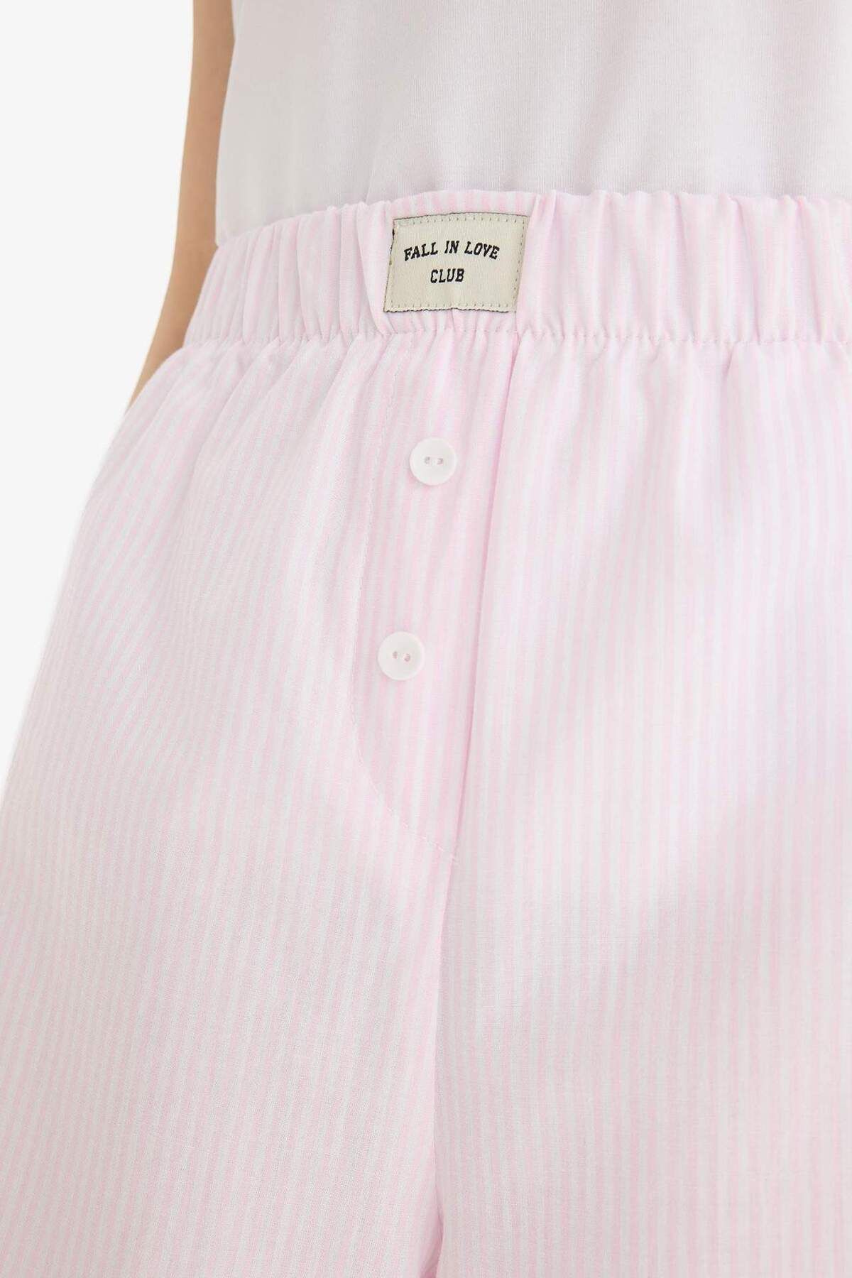 DeFacto-Regular Fit Short Length Poplin Set de 2 pijamale Bottom-fall In Love E4342ax25sm 7