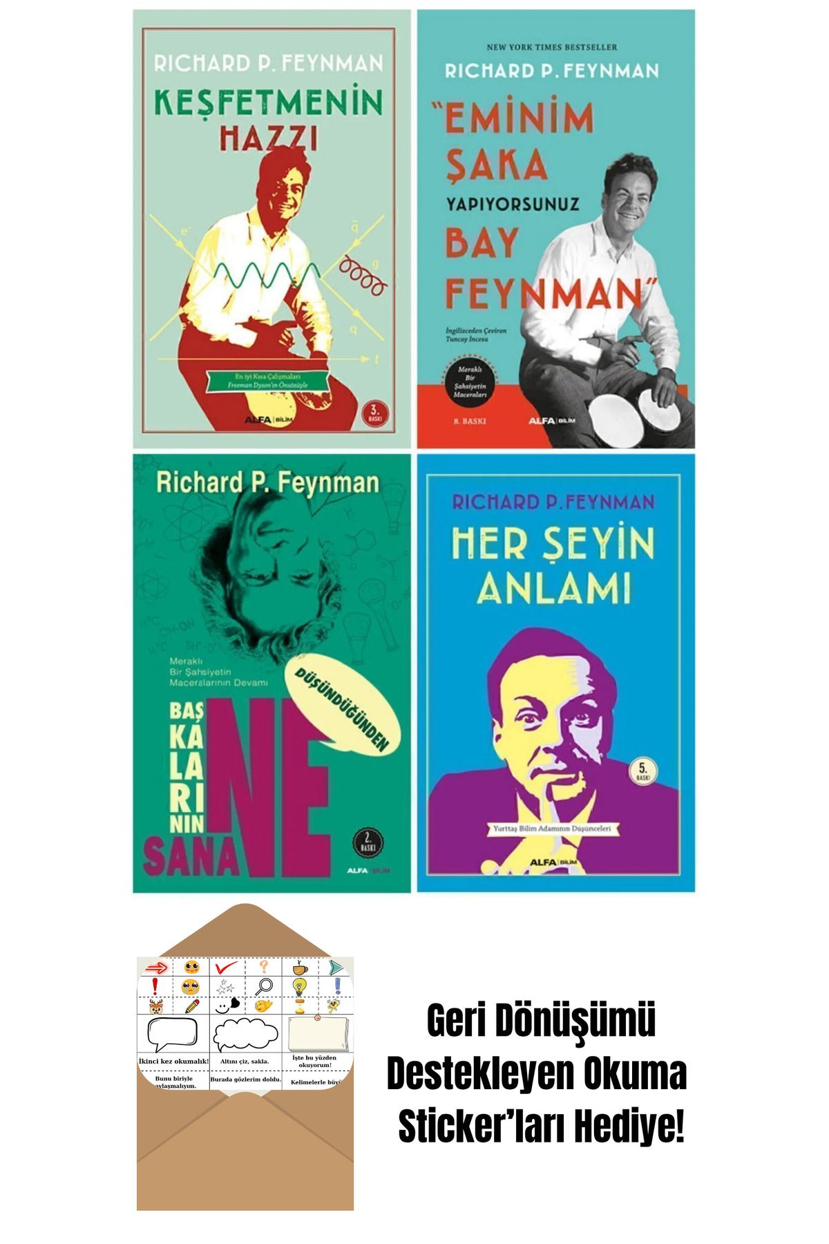 Alfa Yayınları Richard Feynman 4 Kitap Set + Okuma Sticker'ları