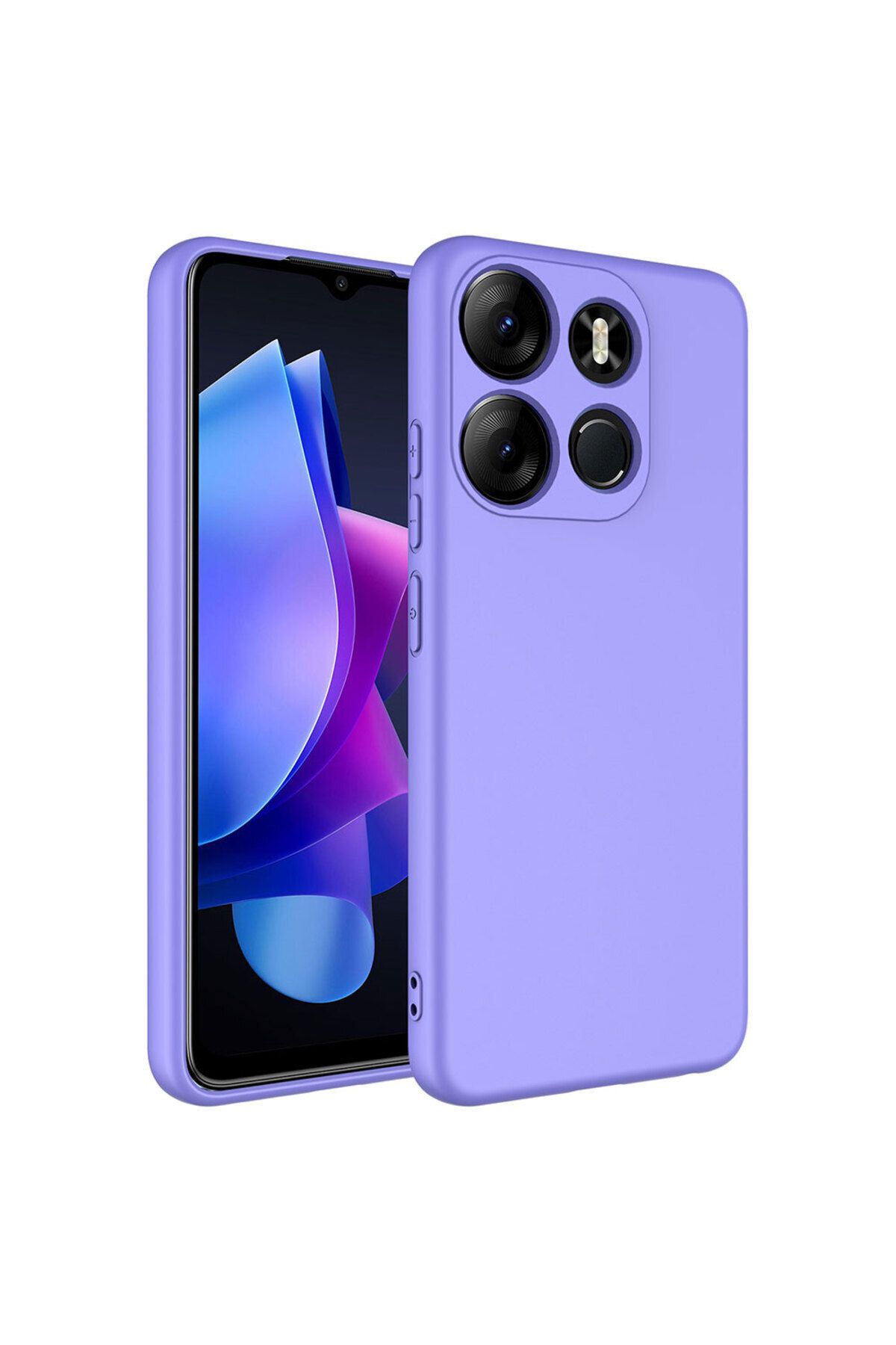 Nevarium Tecno Spark Go 2023 Kılıf Lansman İçi Kadife Kamera Korumalı Mara Silikon Kılıf - Lila