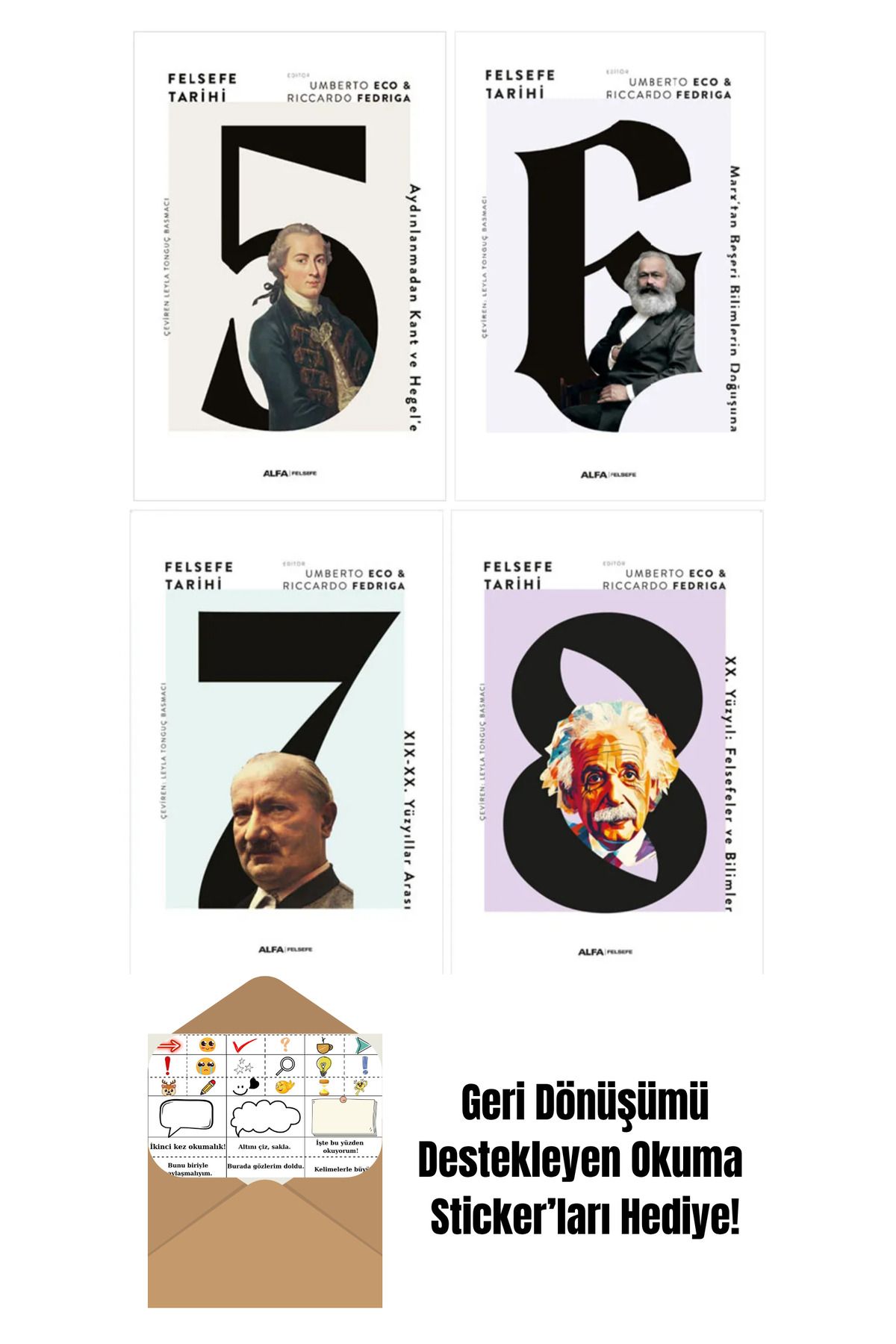 Alfa Yayınları Felsefe Tarihi 5-6-7-8 Ciltli Set Umberto Eco + Okuma Sticker'ları