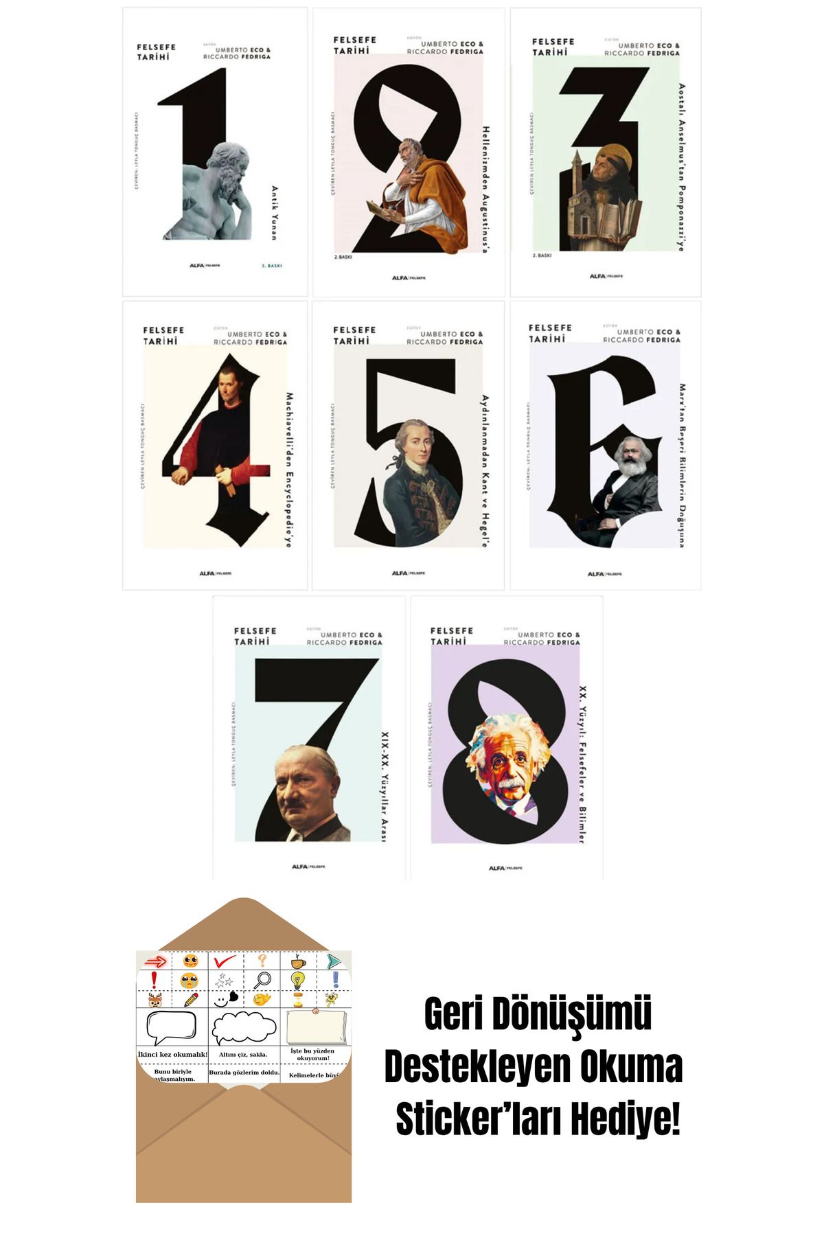 Alfa Yayınları Felsefe Tarihi 8 Kitap Full Set Umberto Eco + Okuma Sticker'ları