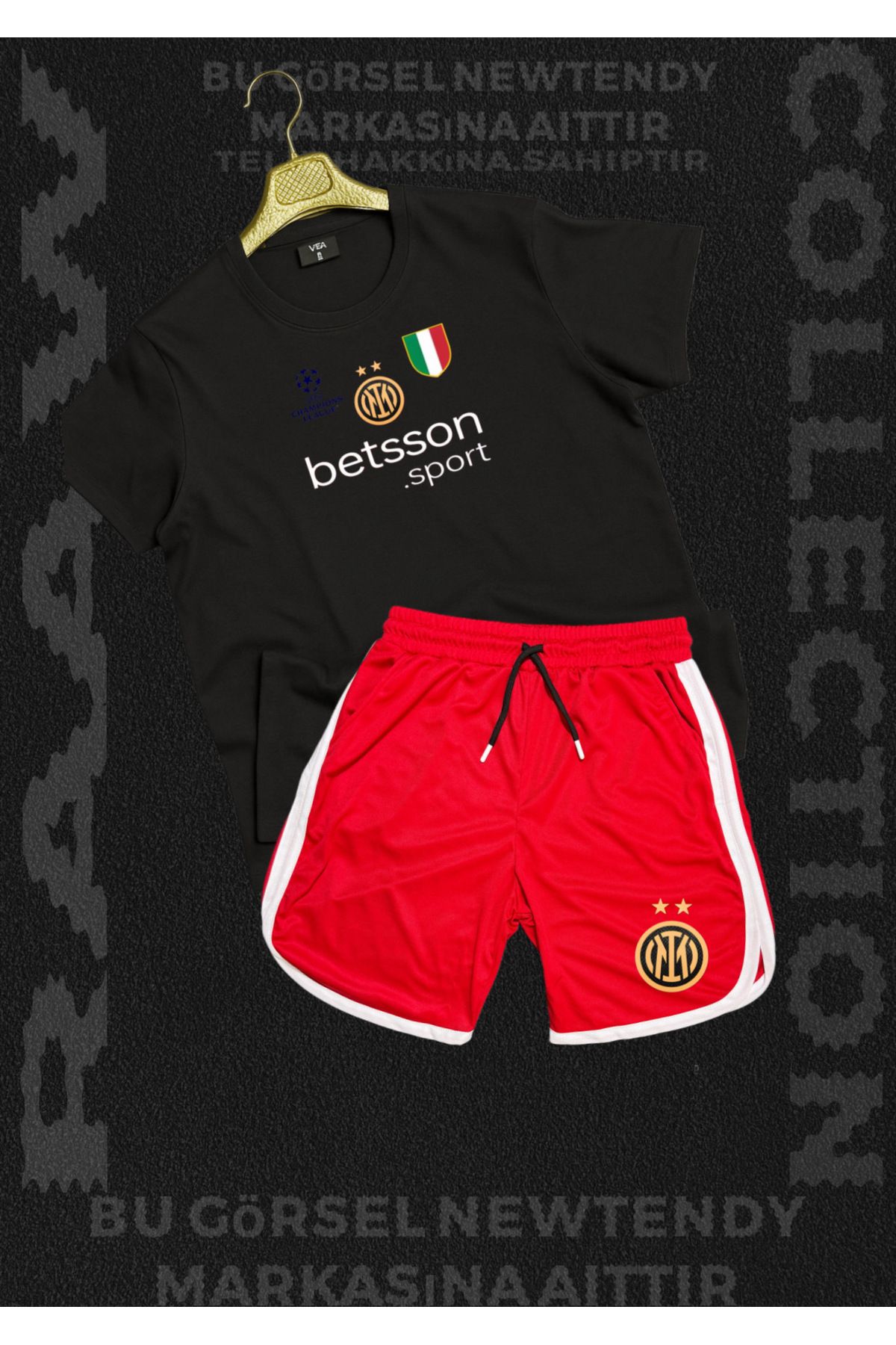 NEW TRENDY COLLECTİON ✅Inter Milan şampiyonlar ligi logo baskılı Thşört yazlık şort kombin 2li set ürünler
