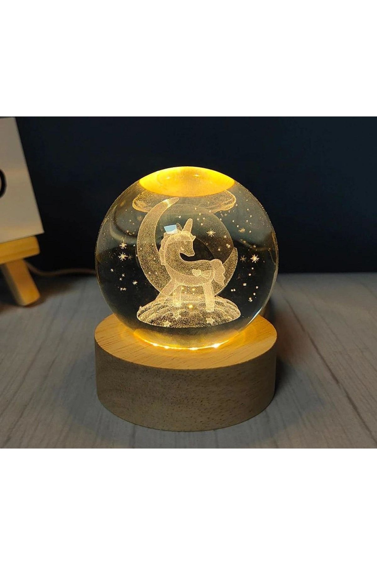 OurStyles Unicorn Tasarımlı Işıklı Cam Küre Cap 6 Cm Kod 54