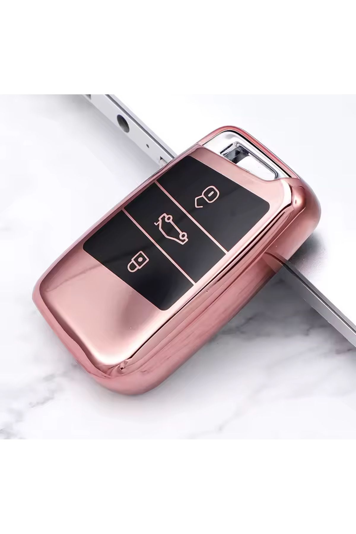 emii auto spare parts VOLKSWAGEN SEAT SKODA ANAHTAR KILIFI SUSTASIZ MODEL ANAHTAR UYUMLU PARLAK PEMBE