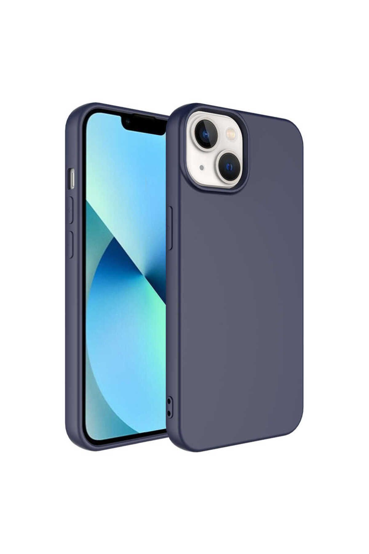 Nevarium iPhone 14 Kılıf Lansman İçi Kadife Kamera Korumalı Mara Silikon Kılıf-Lacivert