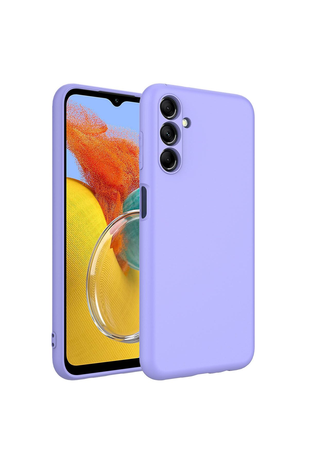 Nevarium Samsung Galaxy M14 Kılıf Lansman İçi Kadife Kamera Korumalı Mara Silikon Kılıf - Lila