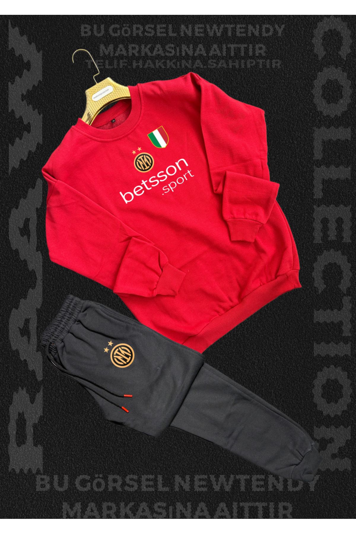 NEW TRENDY COLLECTİON ✅Inter Logolu Bisiklet Sweatshirt ve eşofman Takımı Erkek Taraftar Spor Giyim Seti 2li kombin