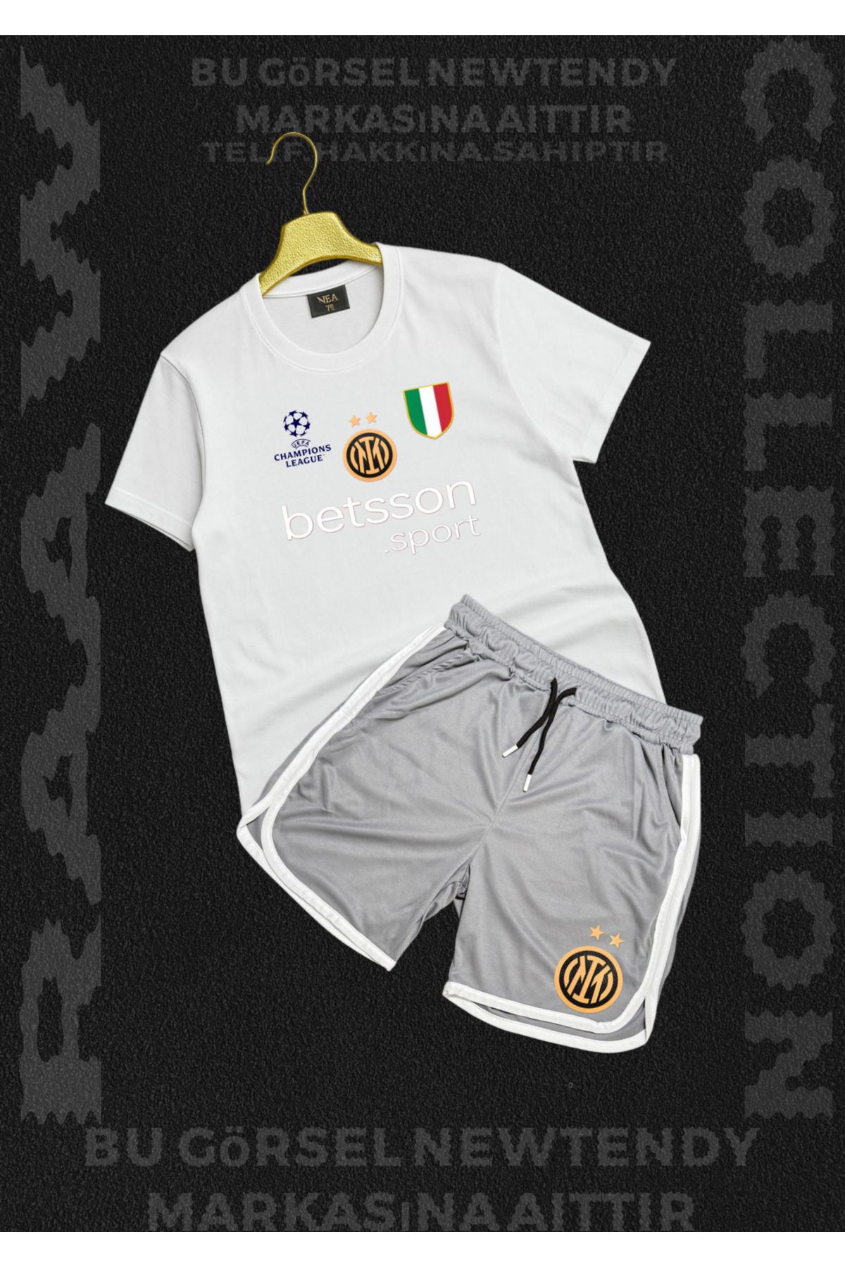 NEW TRENDY COLLECTİON ✅Inter Milan şampiyonlar ligi logo baskılı Thşört yazlık şort kombin 2li set ürünler
