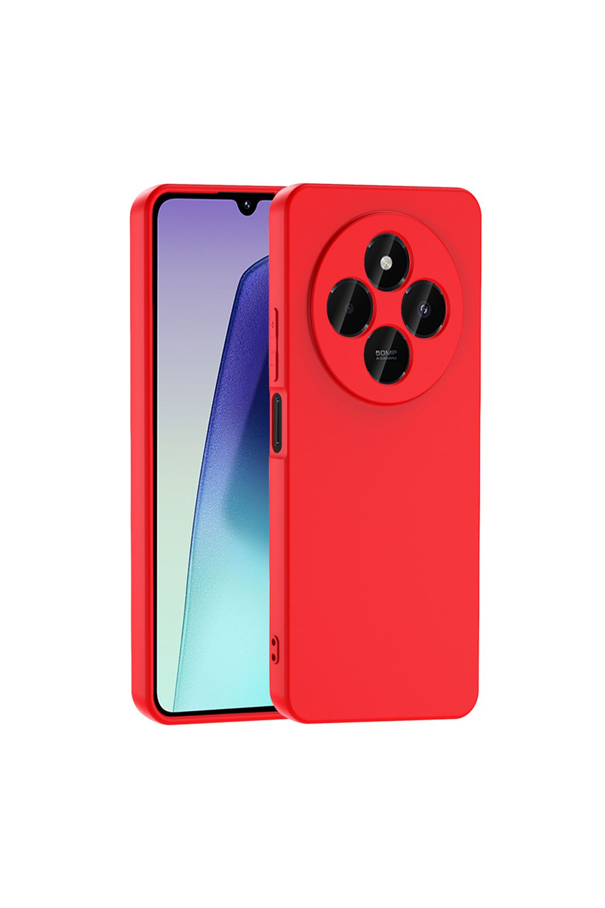 Nevarium Xiaomi Redmi 14C 4G Kılıf Lansman İçi Kadife Kamera Korumalı Mara Silikon Kılıf-Kırmızı