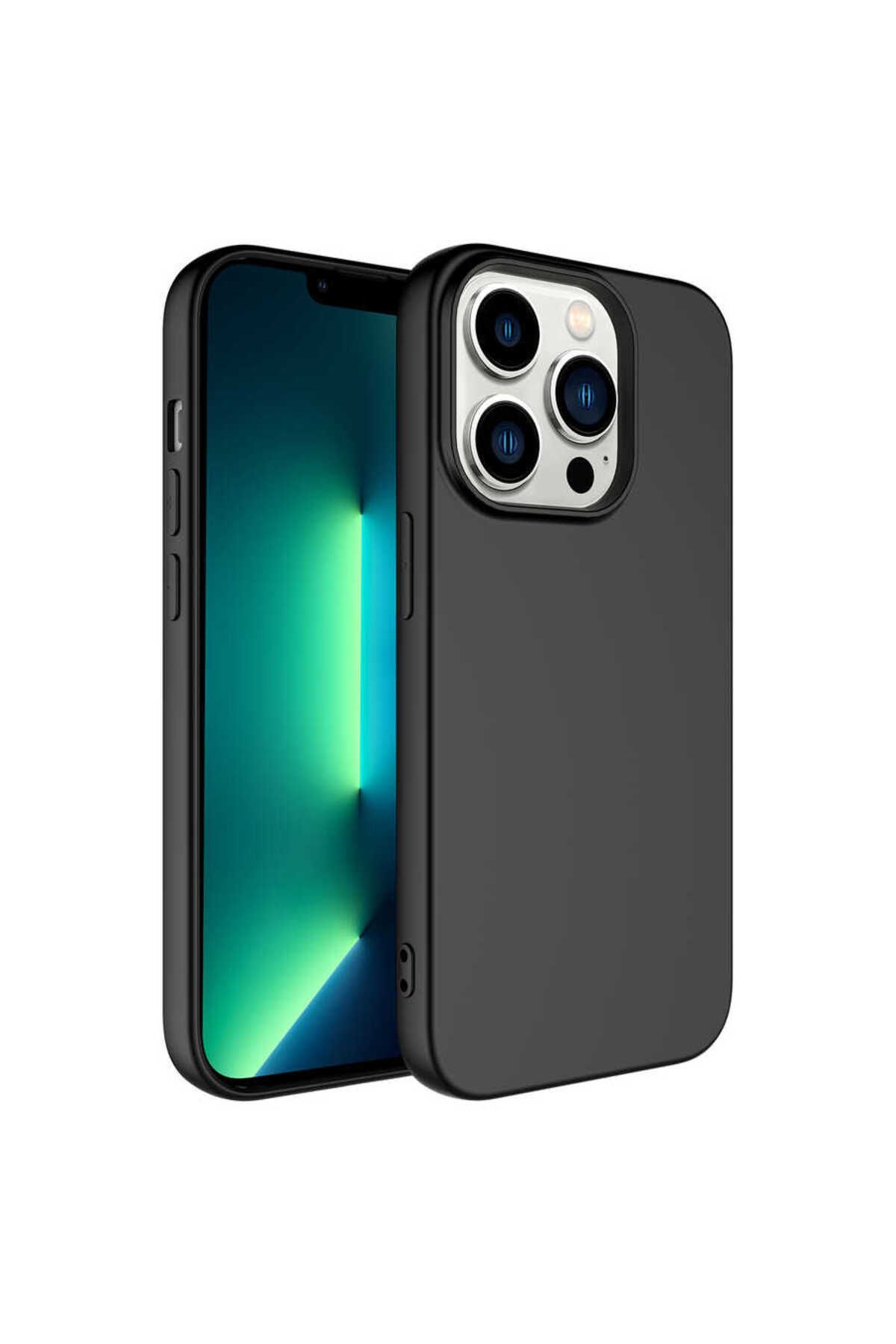 Nevarium iPhone 14 Pro Kılıf Lansman İçi Kadife Mara Silikon Kılıf-Siyah