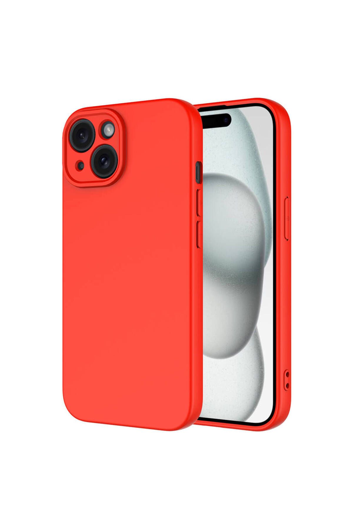 Nevarium iPhone 15 Plus Kılıf Lansman İçi Kadife Kamera Korumalı Mara Silikon Kılıf-Siyah