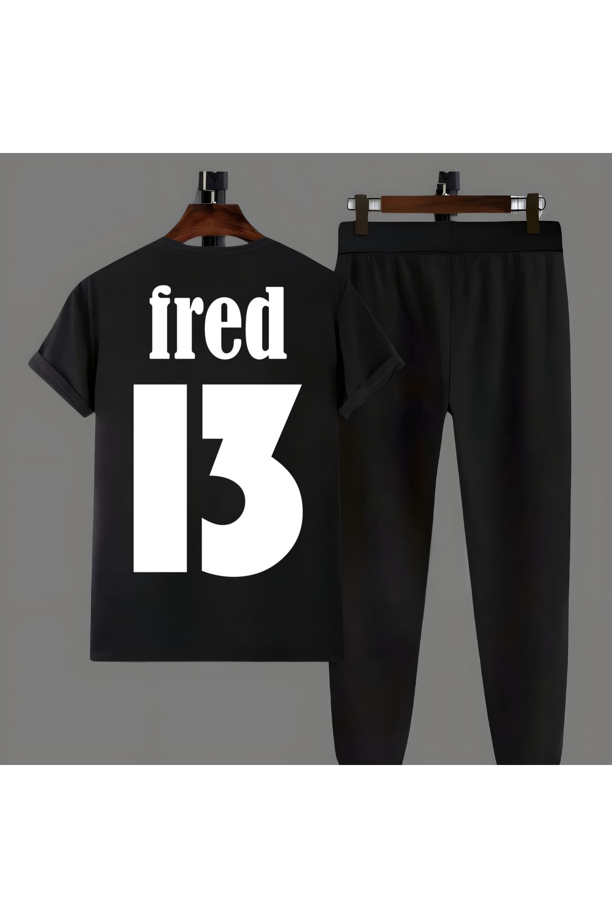 Biy Store Fred sırt forma baskılı unisex kadın erkek kısa kollu tişört t-shirt eşofman takımı